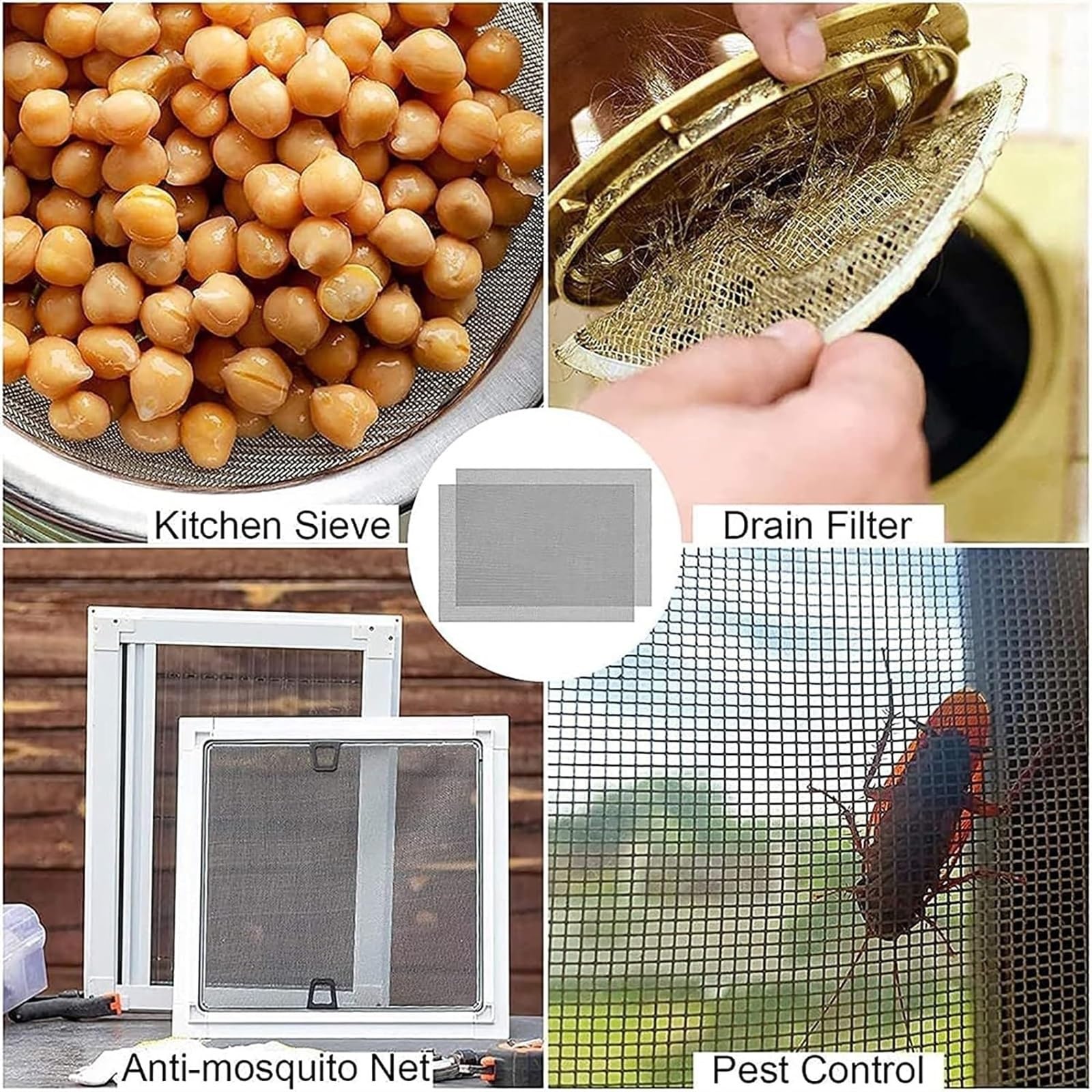 Malla de alambre de acero inoxidable con 8 filtros de malla fina para valla de conejo, 1 x 6 m