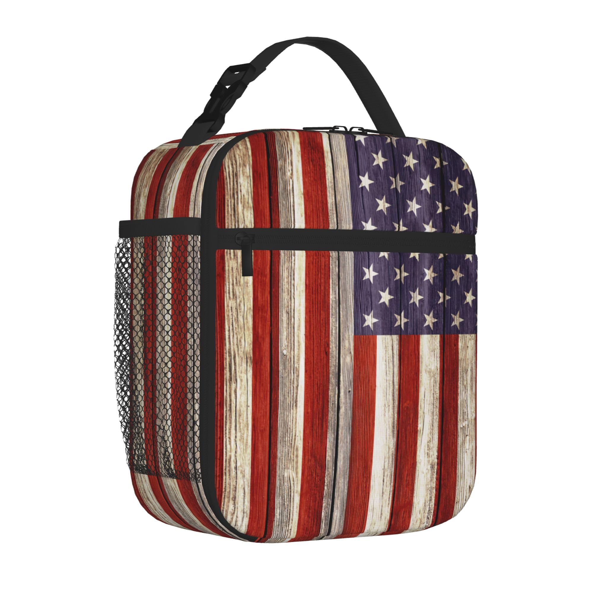 Fekroma Portable Lunch Bag 3D printing Lunch Box Lightweight Lunchbox Reusable School Tote Bag for Boys, Gilrs, Kids and Youth (US Flag, One Size)