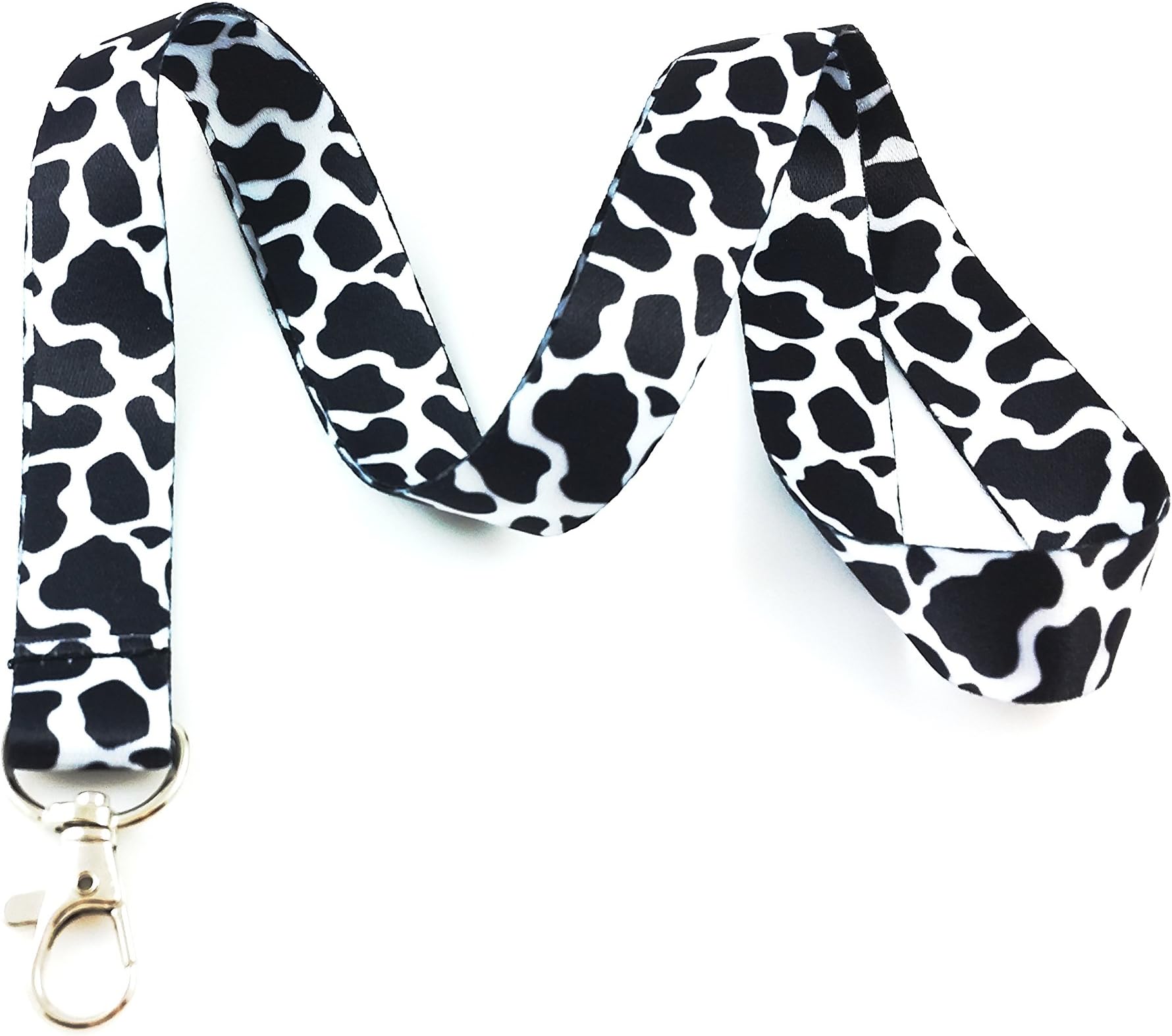 Safari Animal Print Lanyard Key Chain Id Badge Holder (Cow)