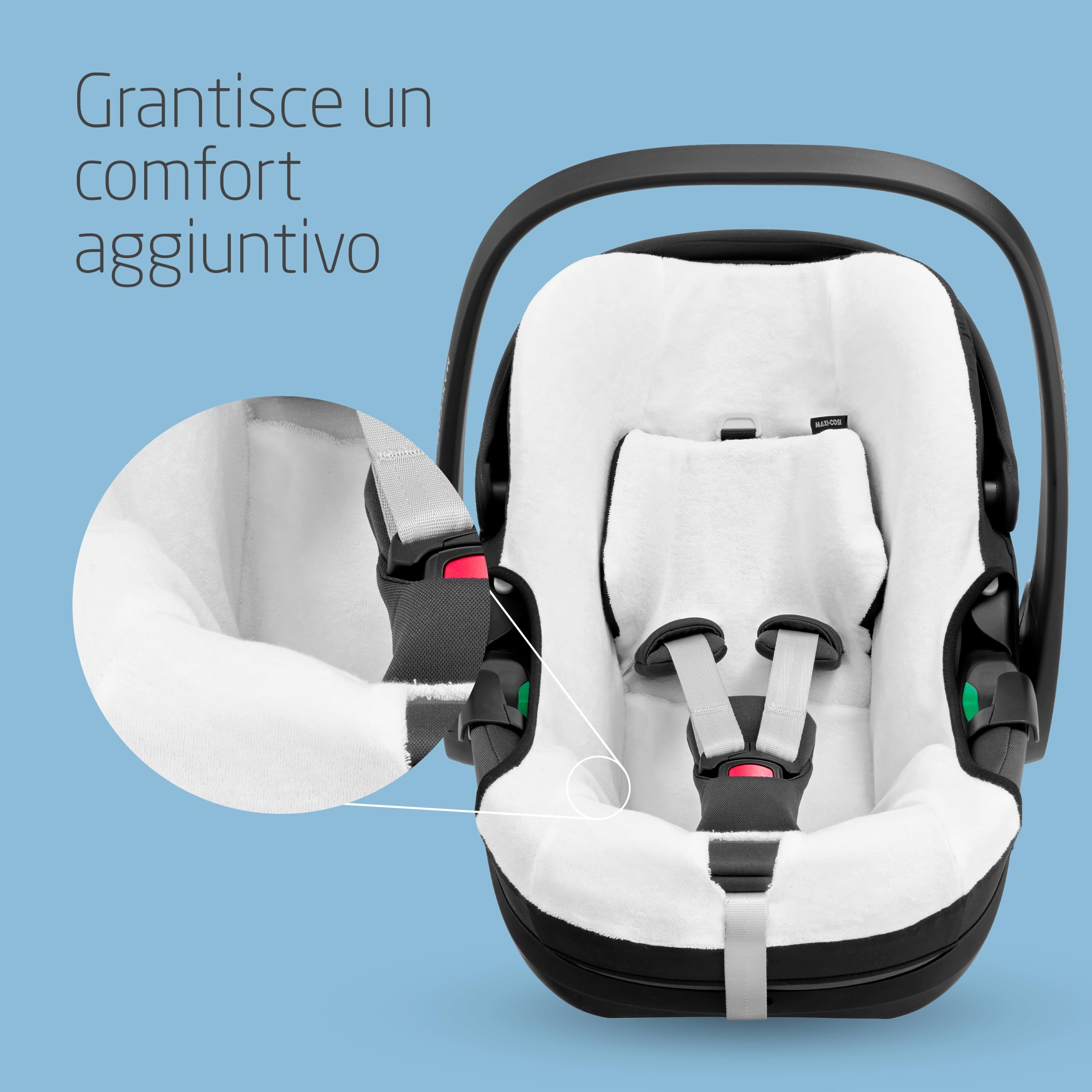 Maxi-Cosi Rivestimento Seggiolino, Fodera estiva in cotone biologico per Pebble 360, Copriseggiolino auto per bambini, 100% cotone naturale traspirante, lavabile in lavatrice, bianco naturale