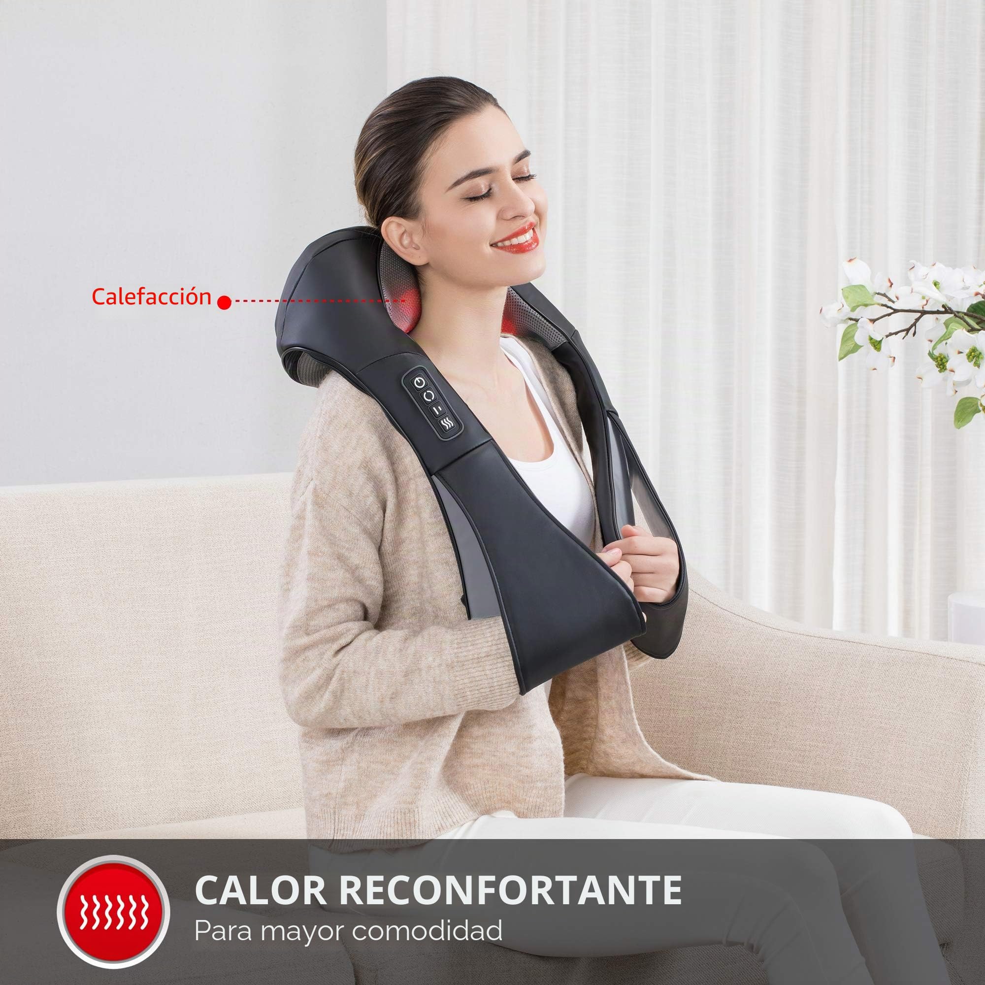 Snailax Masajeador De Cuello Inalámbrico Masaje Térmico Hombros Y Cuello, Cintura, Pie, Almohada De Masaje Eléctrica