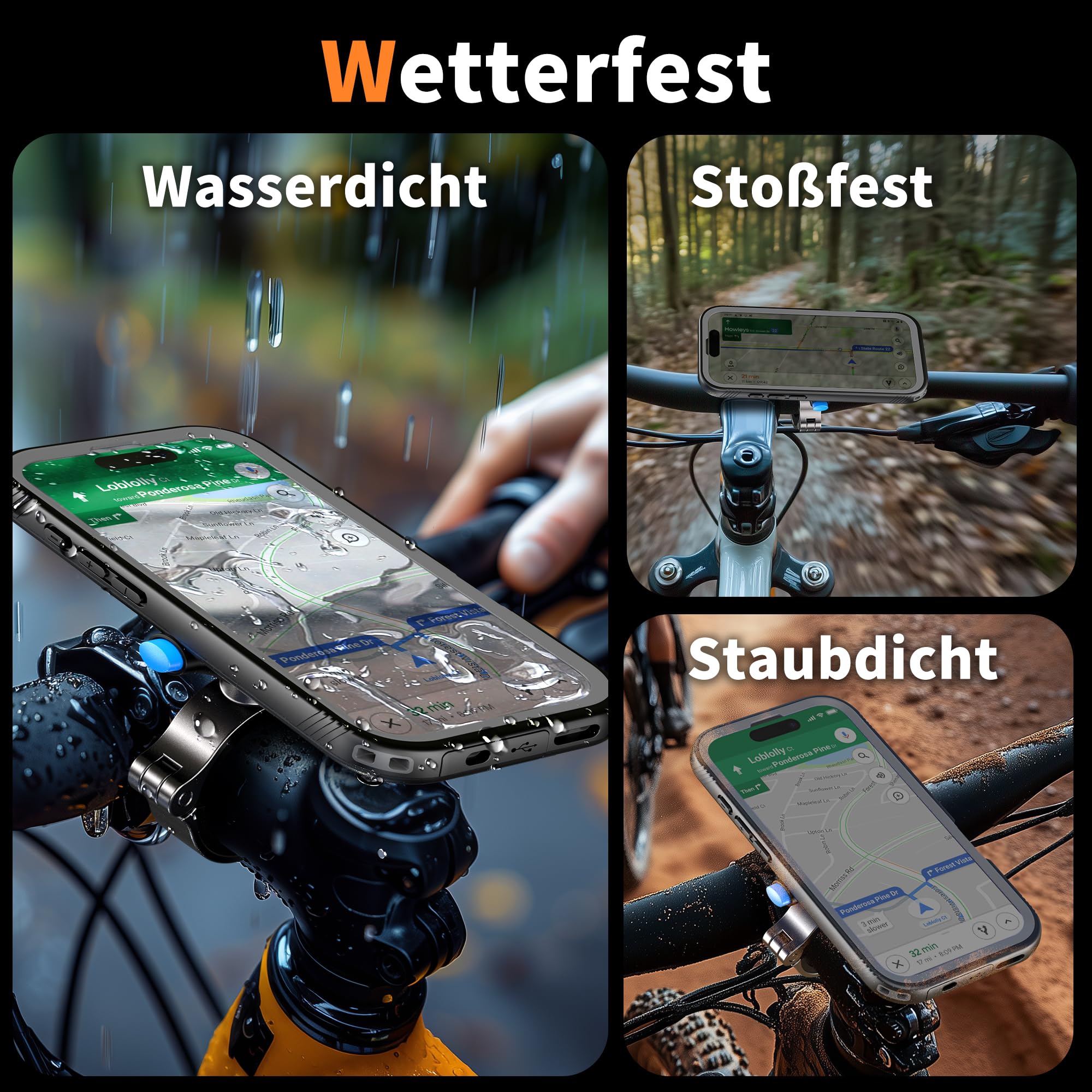 Cozycase Handyhalterung Fahrrad für iPhone 14 Wasserdicht - 【EIN Knopf Entriegeln+Automatisches Schloss】 Bike Phone Holder/Mount Handy Halterung Motorrad Lenker Rennrad Scooter eBike MTB Waterproof