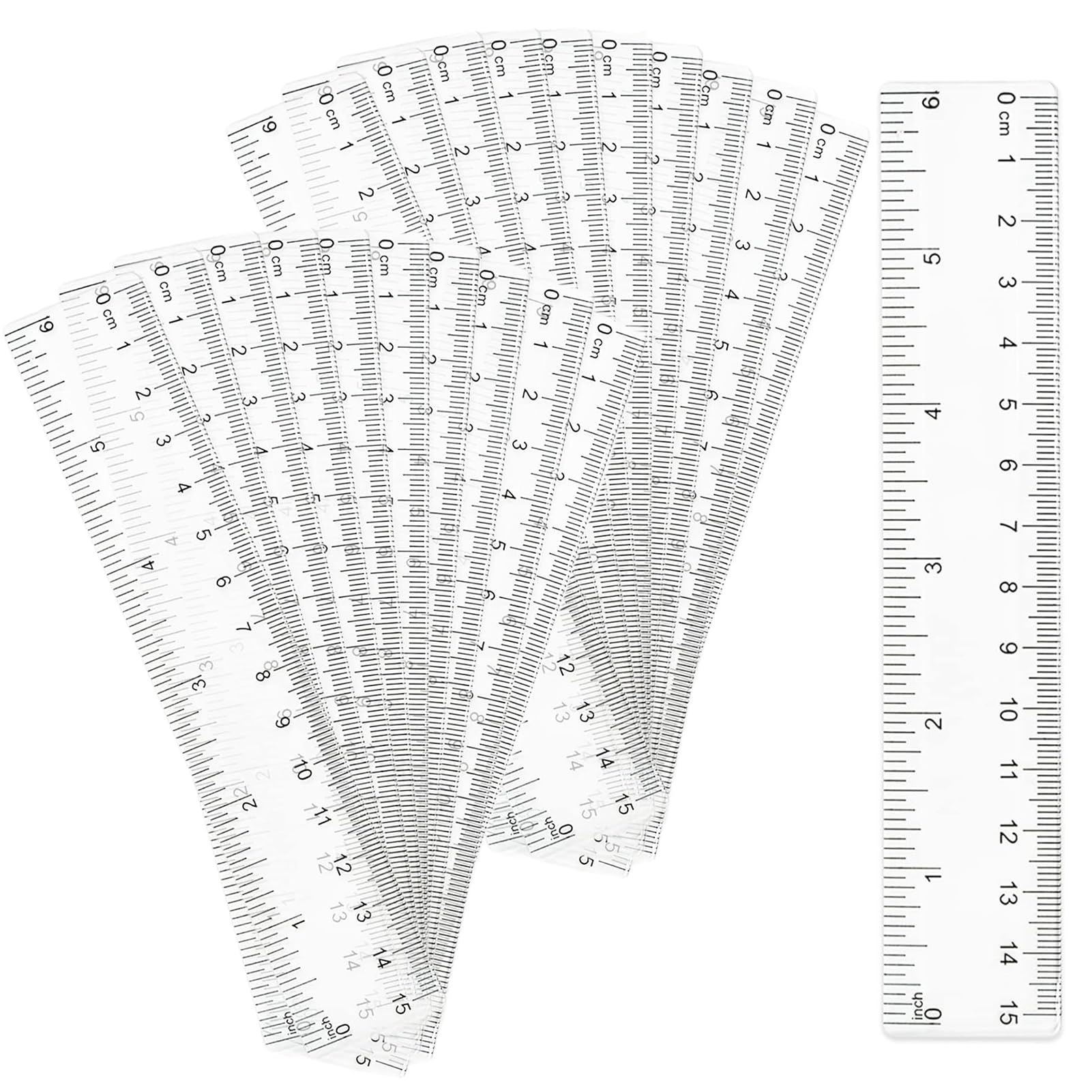 24 Pcs 15cm Rulers, Clear Plastic Rulers Kit Shatter Resistant Metric Transparent Straight Measuring Ruler Tool 6 Inch Shatterproof Transparent Ruler for Office Student Kids Teacher Workers