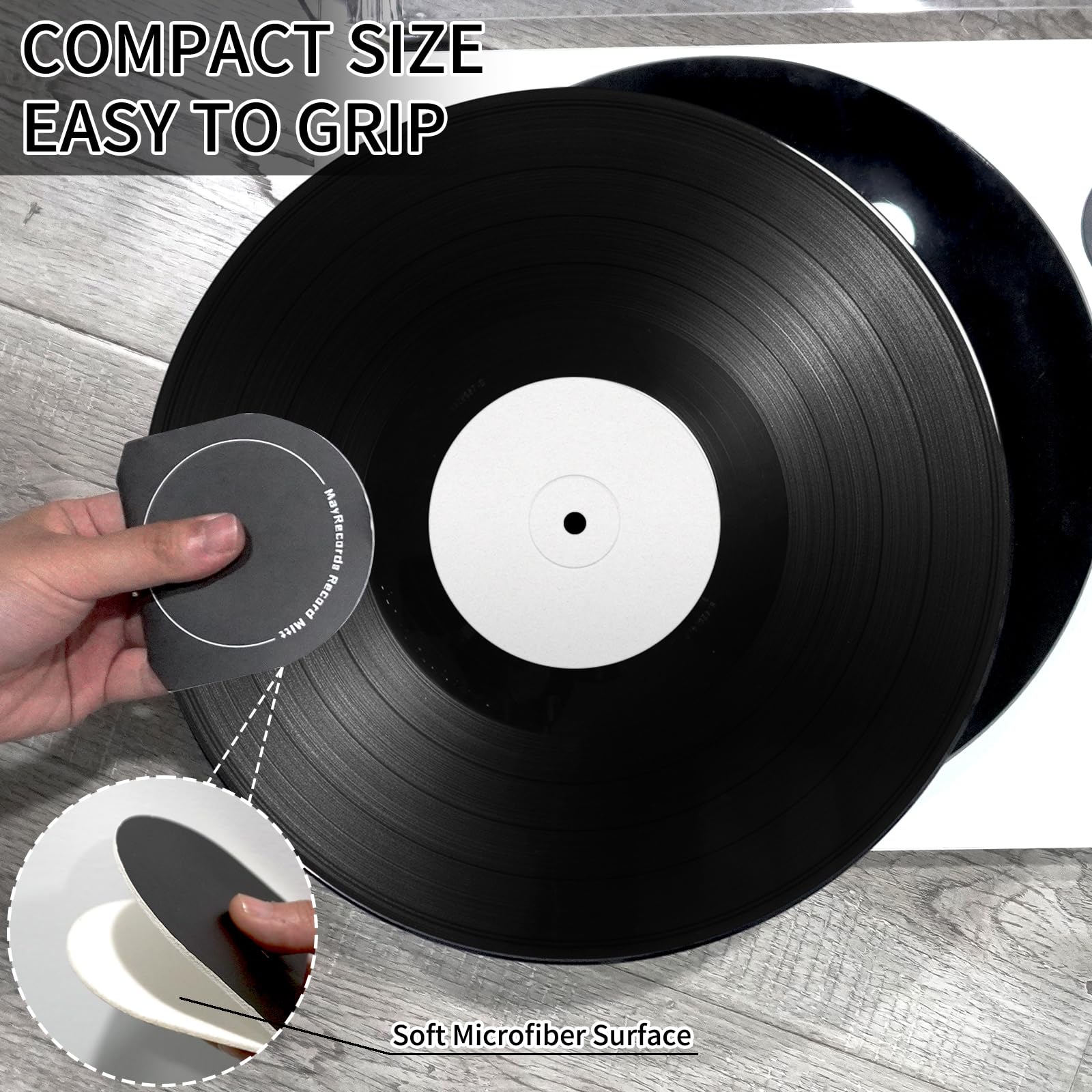 MayRecords Manopla limpiadora de discos de vinilo, 4 unidades, limpiador y protector de discos de vinilo antiestático, material de microfibra suave, accesorios para tocadiscos de mayordomo (negro)