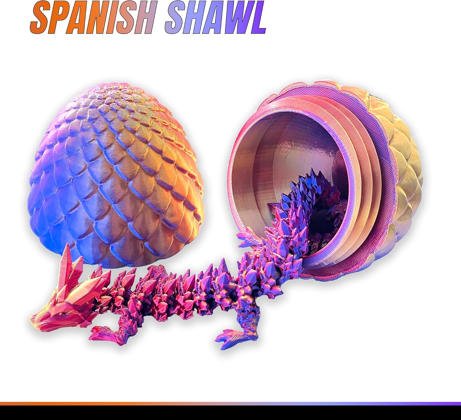 3D Printed Dragon Eggs with Dragon Inside, Articulated Crystal Dragons in Egg, Dragons Fidget Desk Toys for Gifts & Home Decor, 12 Inches - Image 4