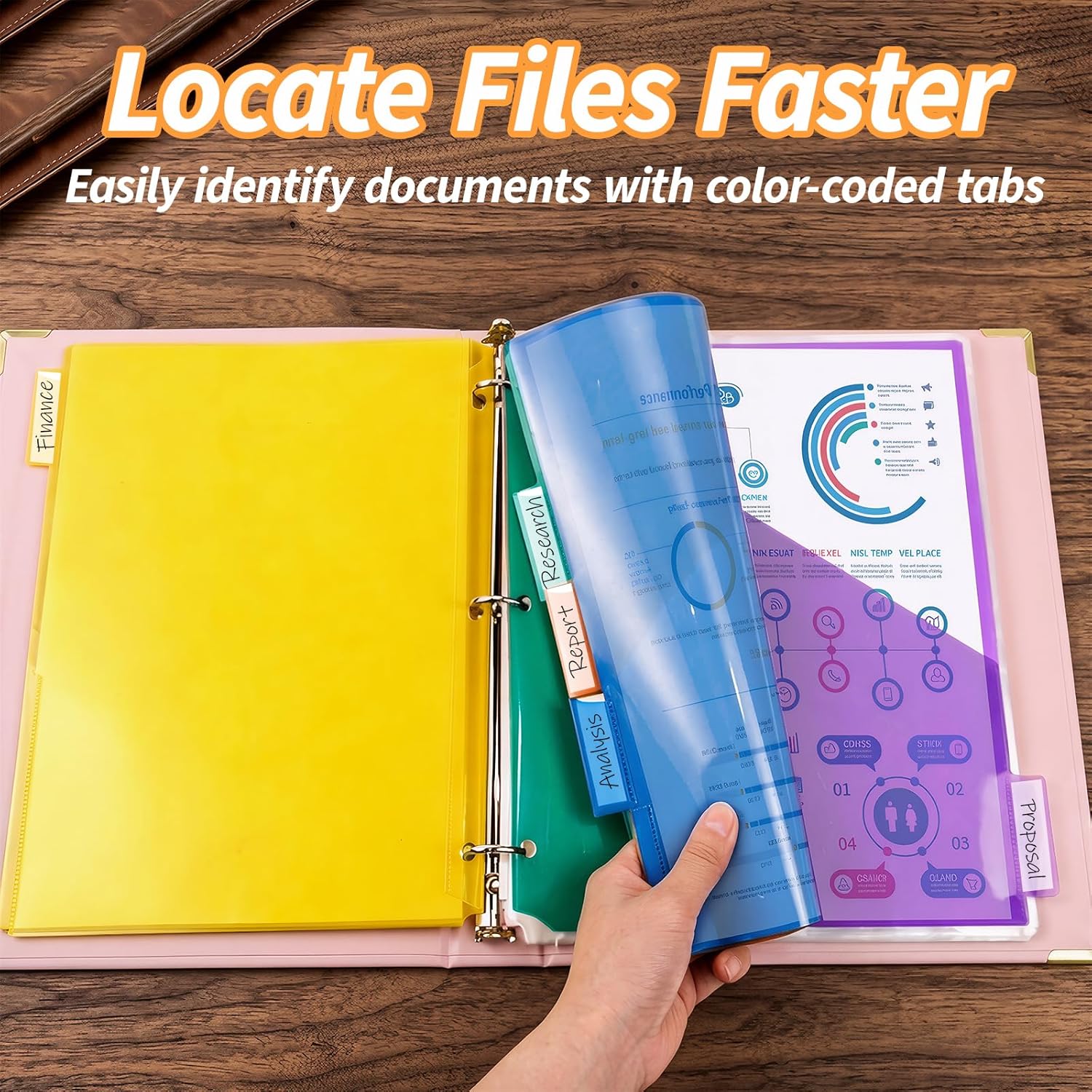 Binditek 5-Tab Binder Dividers with One Front Pocket, Fits Standard 3-Ring Binder, Large Pocket, Insertable Tabs for Quick Organization, Multicolor, 12 Sets (60 Pack)