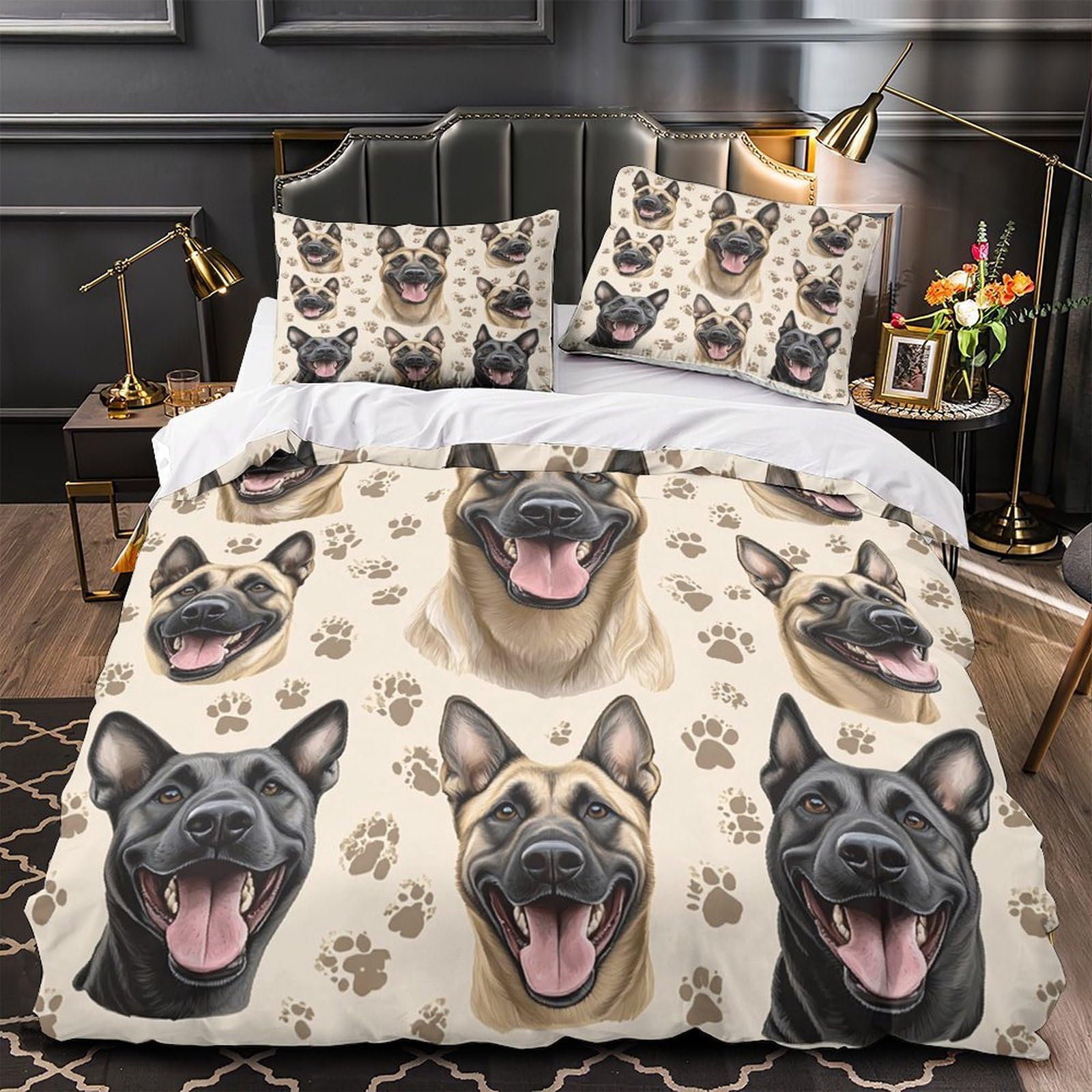 Housse de couette lit simple Berger Allemand pour une chambre cocooning et chaleureuse