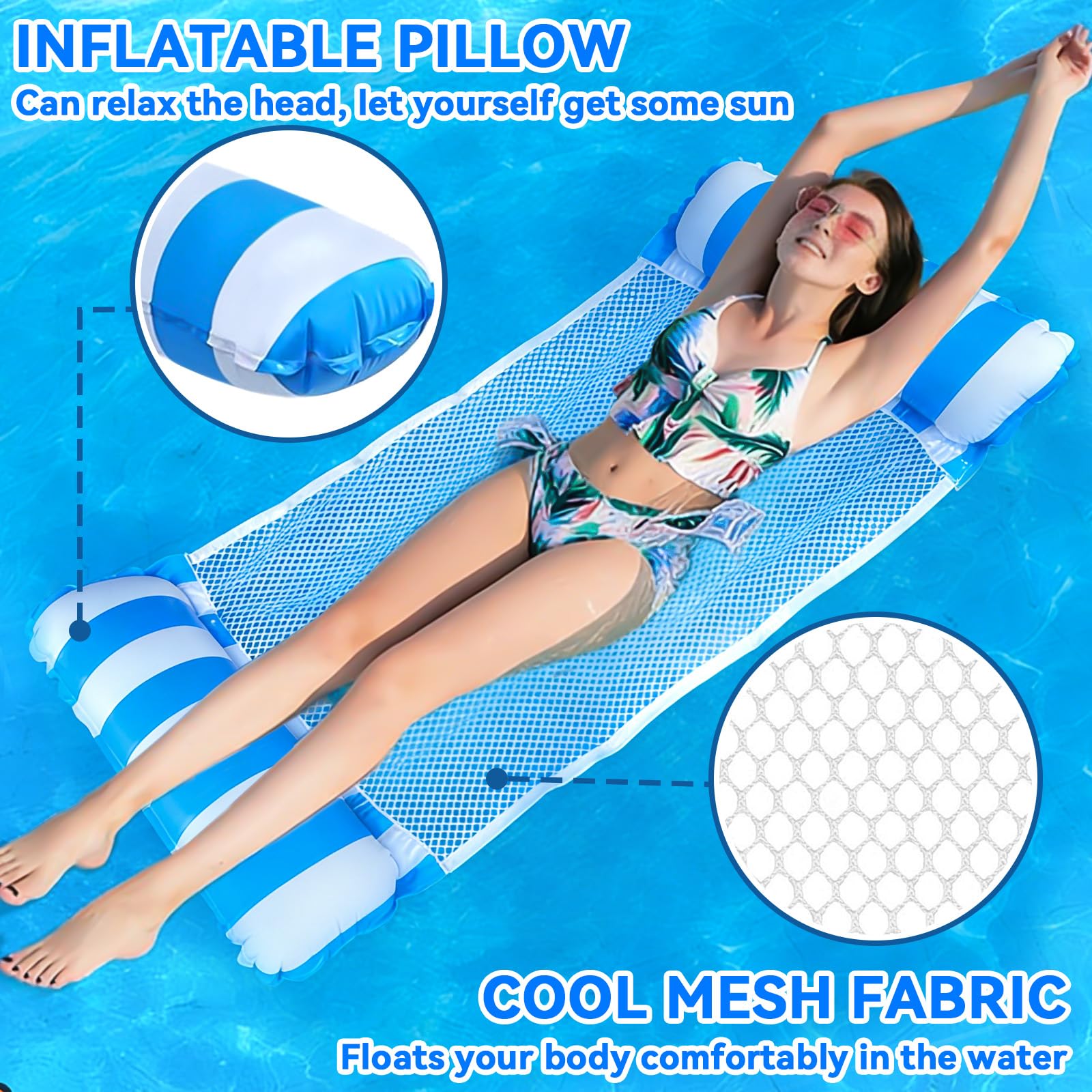 Materassino Mare, Gonfiabili Per Piscina, 2 Pezzi Amaca Gonfiabile Galleggiante 4 in 1, PiscinaGonfiabile Adulti, Materassino Gonfiabile Mare Piscina, AccessoriPiscina