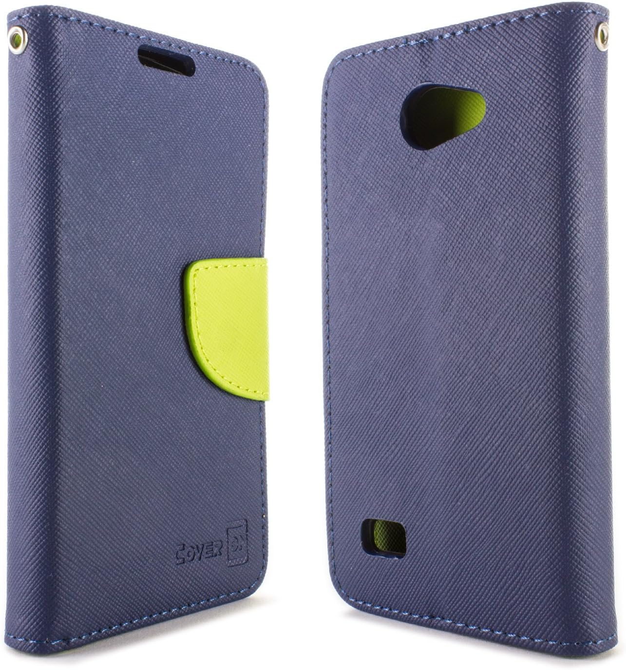 Amazon Com Lg Lancet Case Flip Stand Wallet Coveron Carryall Pouch Series Tough Textured Design Credit Card Id Slots And Wristlet Strap Phone Cover Case For Lg Lancet Vw820 Light Blue Neon Green