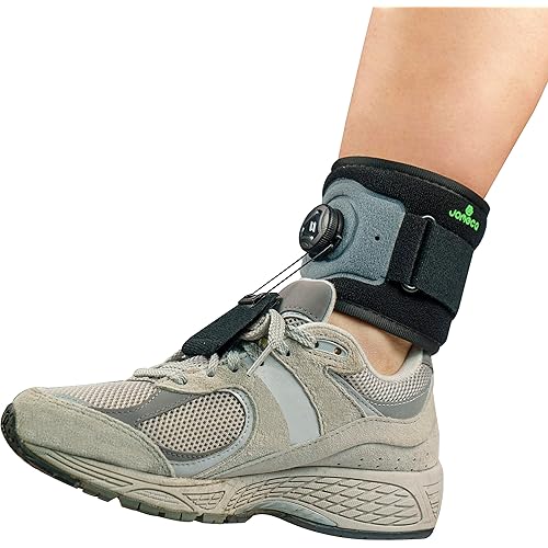 Drop Foot Brace with Reel-Adjust Dorsiflexion Drop Foot Support Lifting Up Foot Drop Brace for Walking with Shoes for Foot Drop Cause by ALS,MS,Stroke,Diabetic Neuropathy AFO Fit Women & Men (1, Gray-Black)