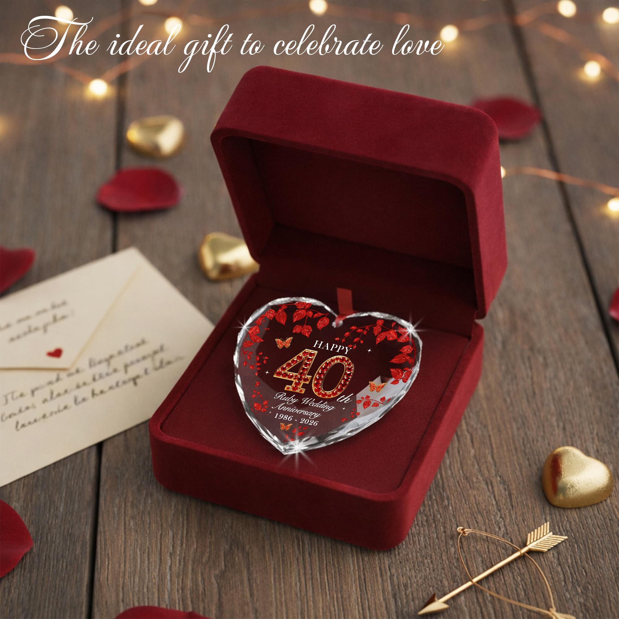 40th Anniversary Ornament 1986-2026, Ruby Wedding Gift Keepsake, 40th Wedding Anniversary Decorations, Meaningful 40 Year Anniversary Marriage Gift for Couples Parents, Wife, Husband