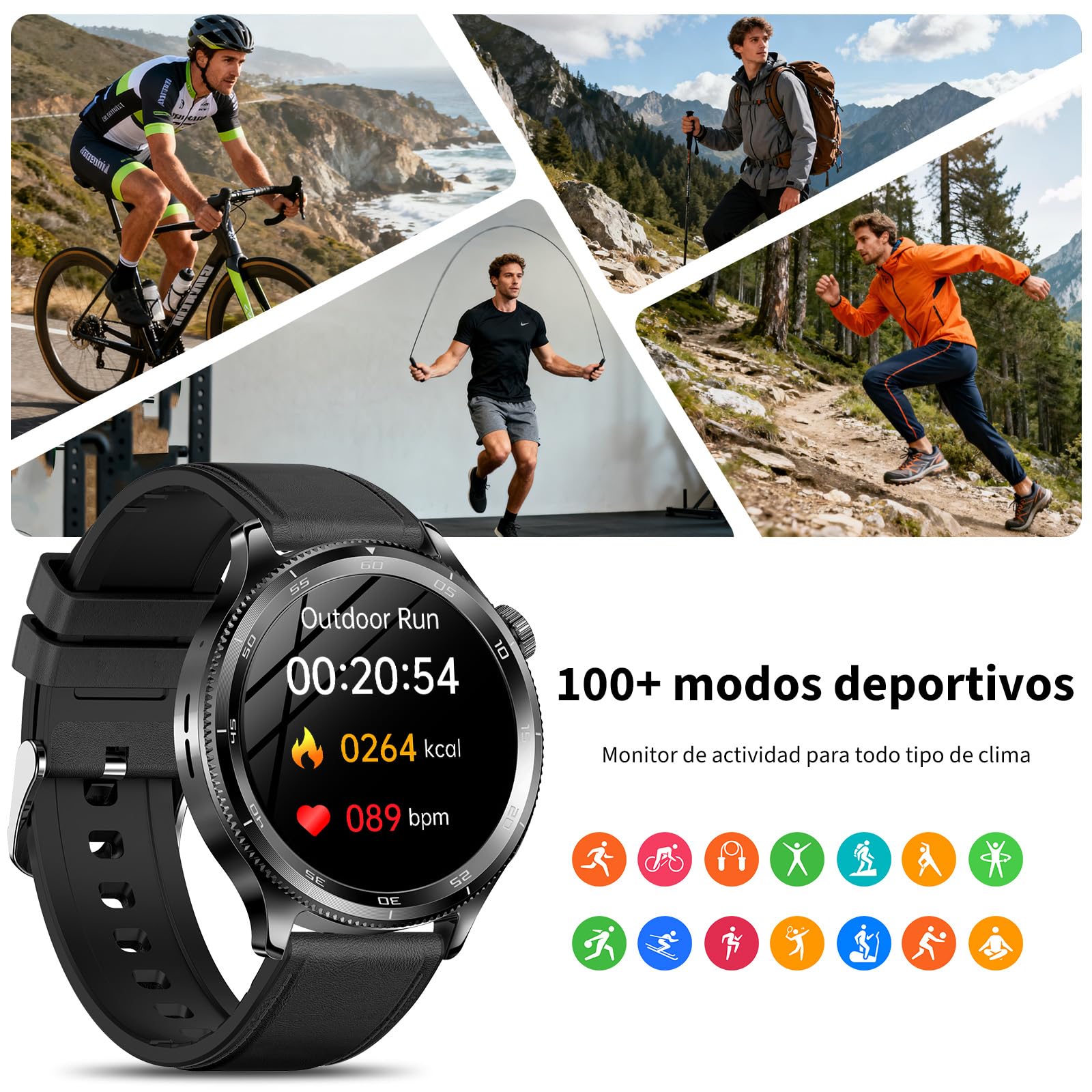Marsyu 2026 Reloj Inteligente Hombre ECG/24H Pulsómetro Presion Arterial | Reloj Salud con Redonda Pantalla AMOLED 1,43" Composición Corporal/HRV/SpO2/30s Mini Chequeo/IMC/Temperatura Corporal/SOS