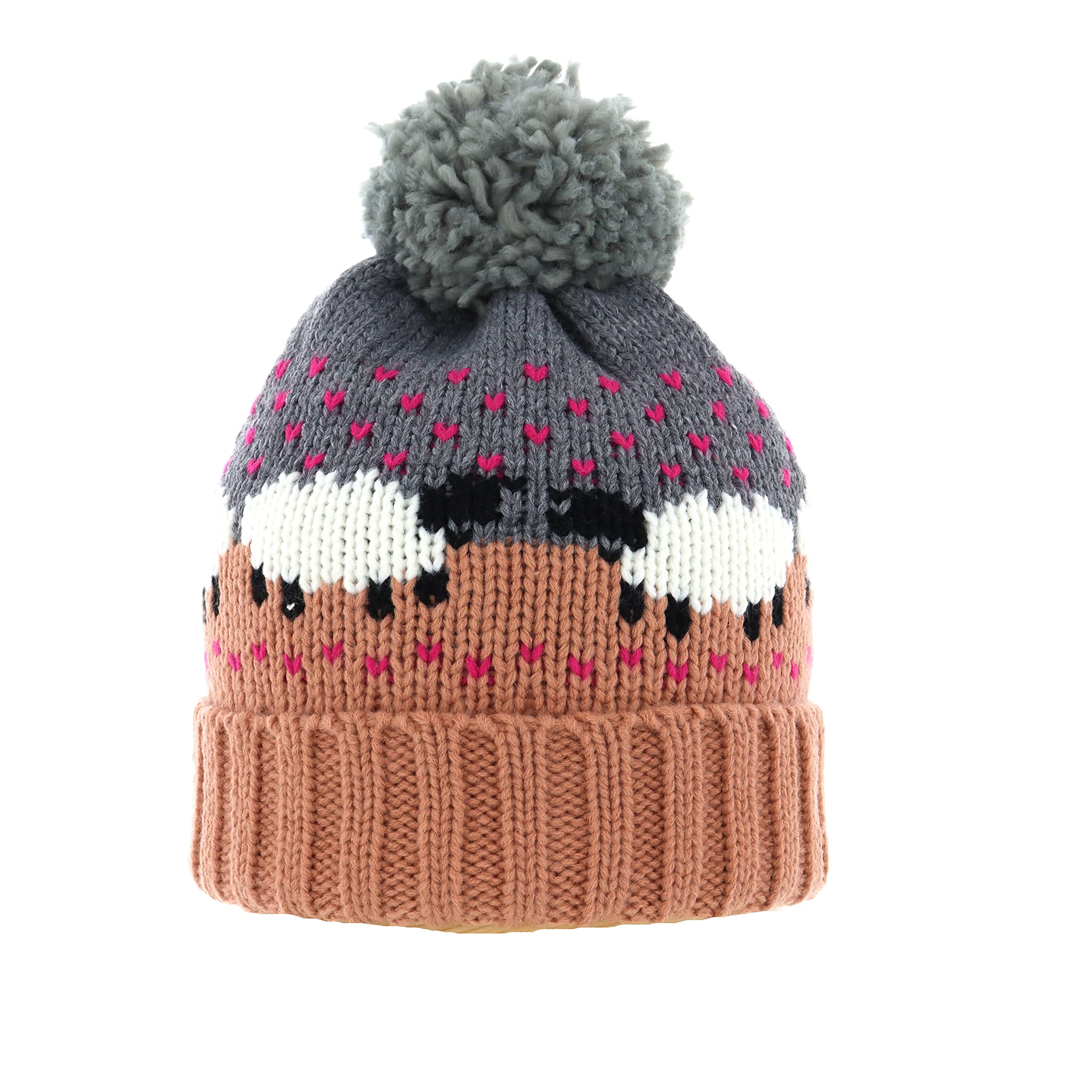 The Hat Company Women's Pink Sheep Bobble Pom Hat (Pink), 6 7/8-7 1/8