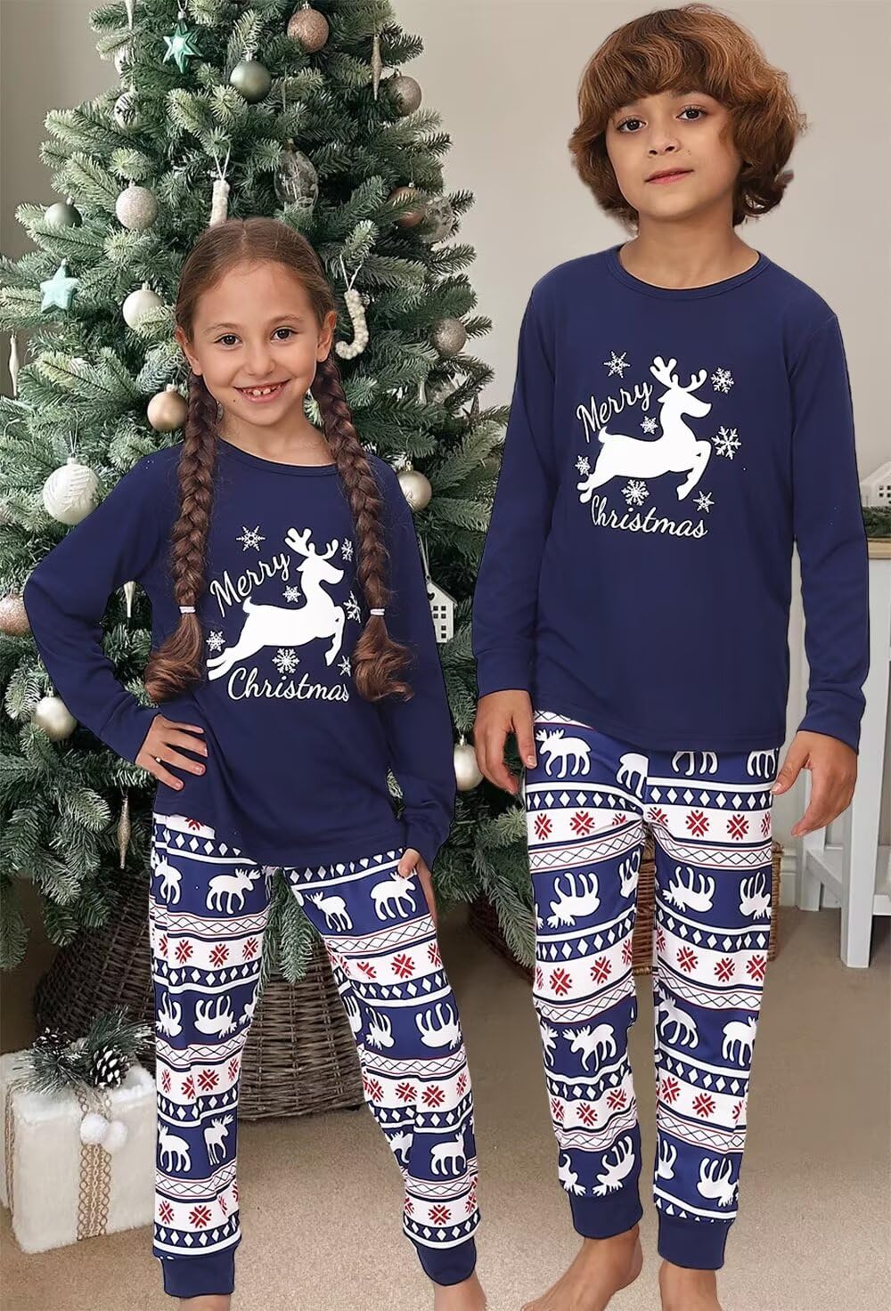 YEAXLUD Pijamas de Navidad divertidas a juego para la familia, conjuntos de ropa de dormir para mujeres, parejas, hombres, adultos, damas