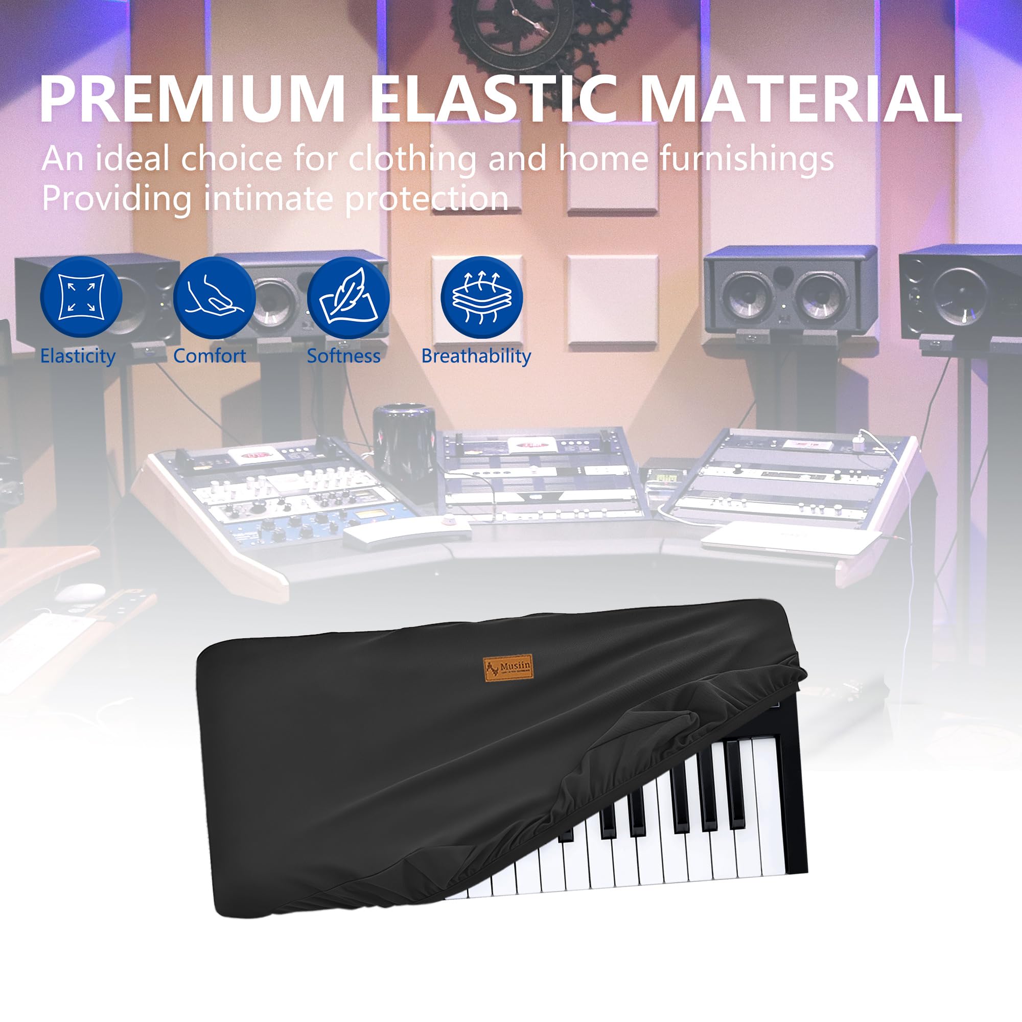 Musiin Copertura antipolvere per tastiera pianoforte a 37 tasti, compatibile con Novation Launchkey 37 MK3, Launchkey 37 MK4, Luxury Chinlon anti-polvere e antigraffio, liscio al tatto e vestibilità