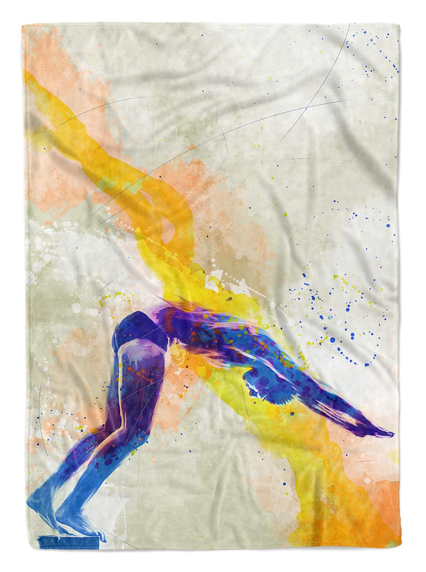SplashArt Sport Handtuch Strandhandtuch Saunatuch Kuscheldecke Kunstvoll Schwimmen IV SPO Größe 180 x 130 cm (Tagesdecke - Sherpa Flies)