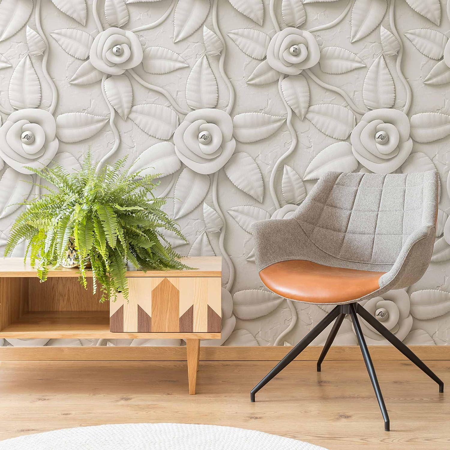 SpeedWallpaper Grey Rose Peel and Stick Removable Wallpaper 6967