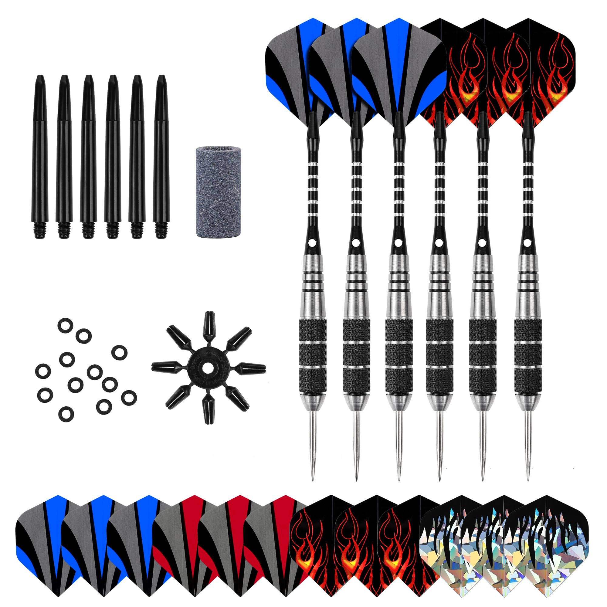 FUZVOL Professional Darts Set Steel Tip-Aluminum Stems Darts Flights with 22 Grams-6 Pack Gift Darts Set โ image 1