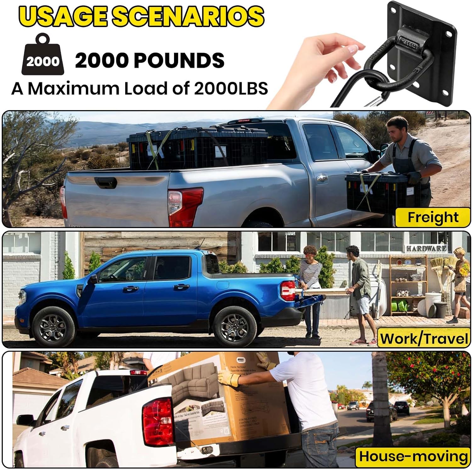 4PCS Ford F150 Bed Tie Down Anchors, Truck Bed Tie Downs Compatible with 2015-2026 Ford F150 F250 F350 Raptor, Heavy Duty Lockable Pull Ring Replacement FL3Z-99000A64-B & FL3Z-9928408-AB (Black)