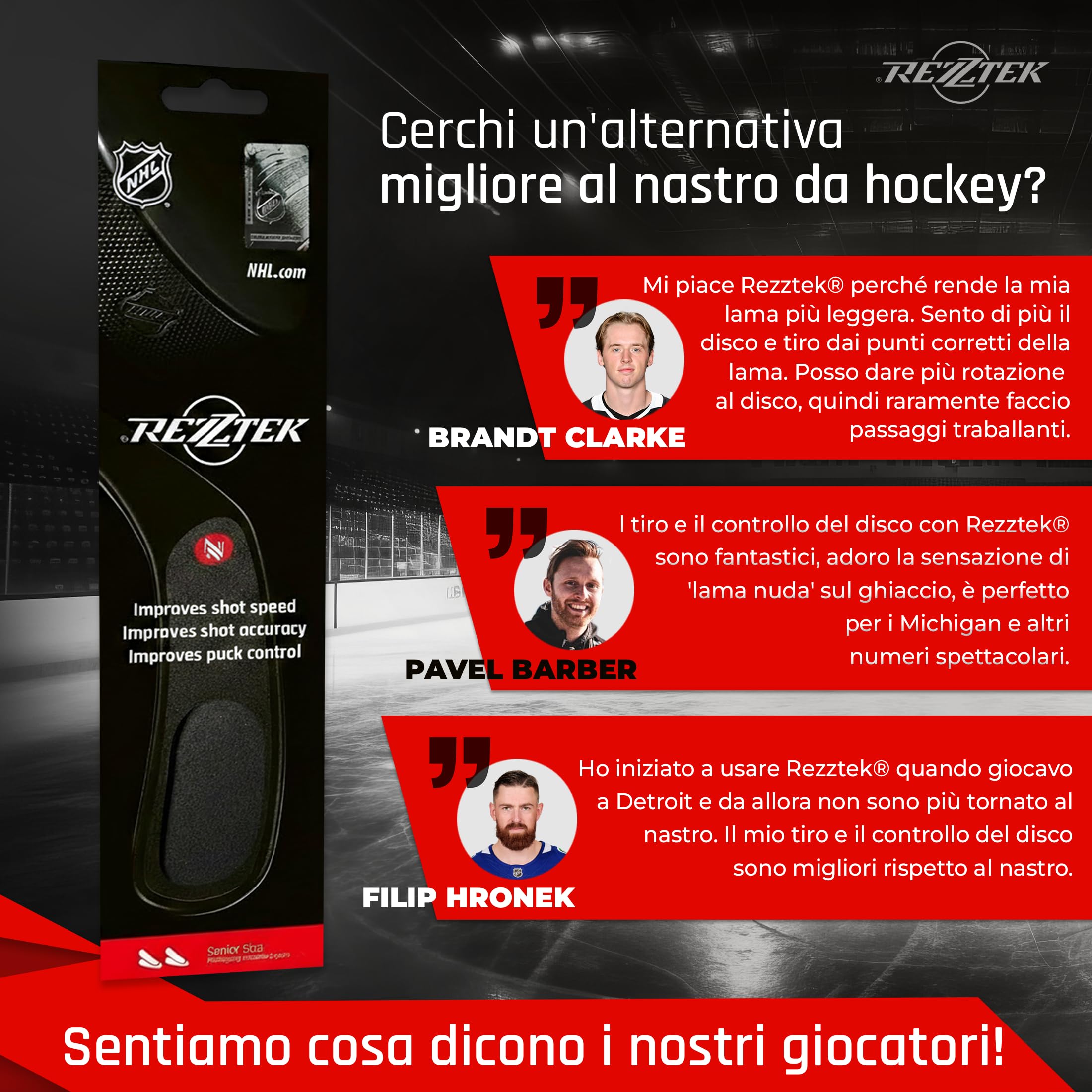 Rezztek – Alternativa al Nastro Adesivo per bastoni da Hockey – Grip ad Alte Prestazioni per Lame da Hockey su Ghiaccio e da Strada – Utilizzato dai Giocatori della NHL