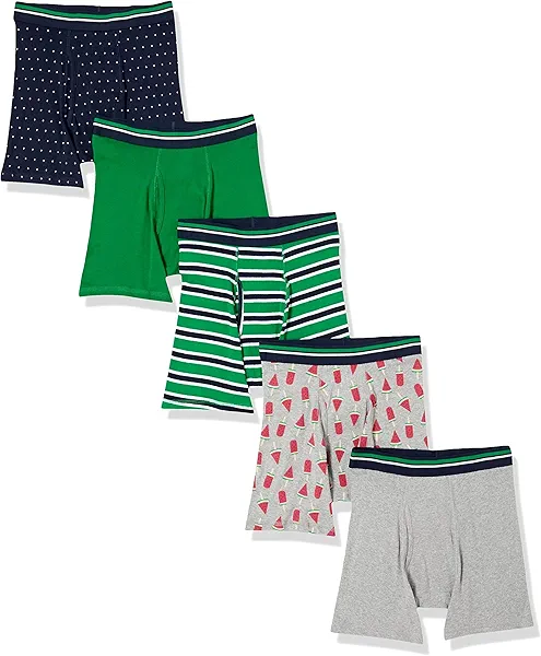 Amazon Essentials Men's Underwear Boxer Briefs, Comfortable Cotton, Tag-Free, Pack of 5