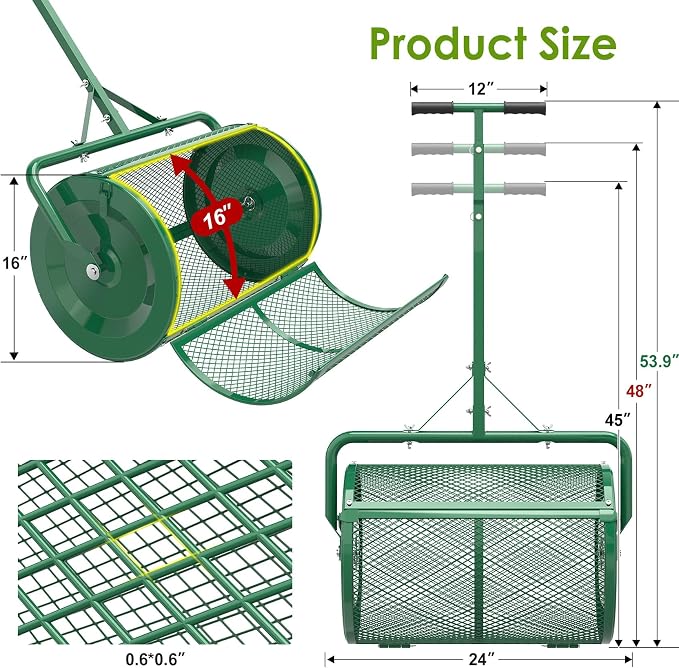 Esparcidor de compost para césped 24" con 3 alturas miniatura 2
