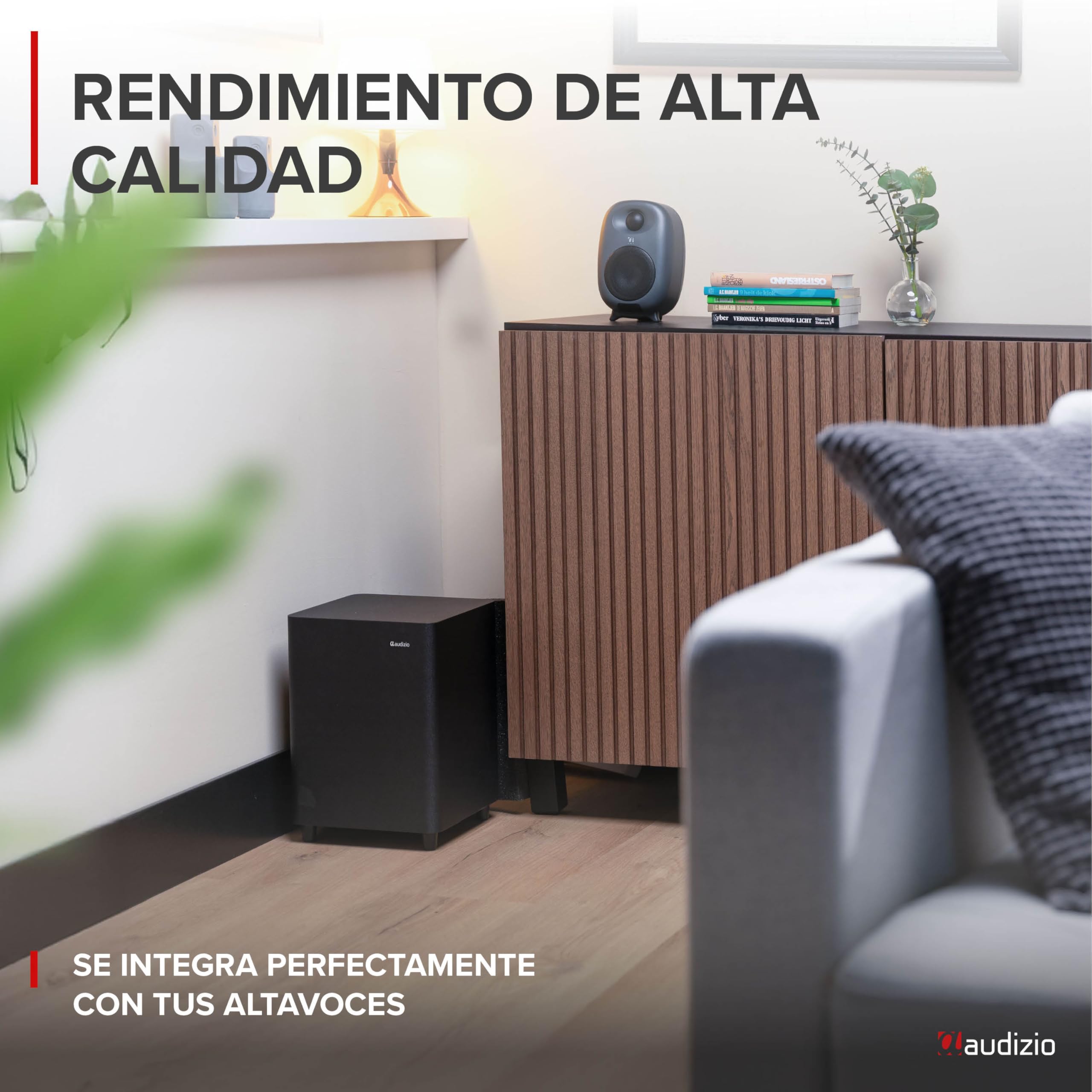 Audizio SW65C – Subwoofer Activo HiFi de 130W con woofer 6,5” y Graves Profundos, Filtro Ajustable, Control de Fase, Bass Reflex, Altavoz para Home Cinema, soundbars y Equipos de música, Color Negro
