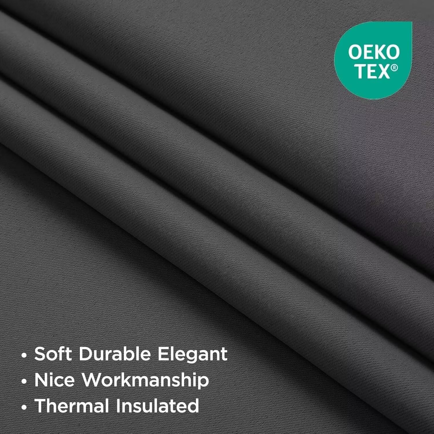 Joydeco Ensemble de 2 rideaux longs occultants à isolation thermique pour chambre à coucher et salon (gris, 94 x 213 cm (l x L)