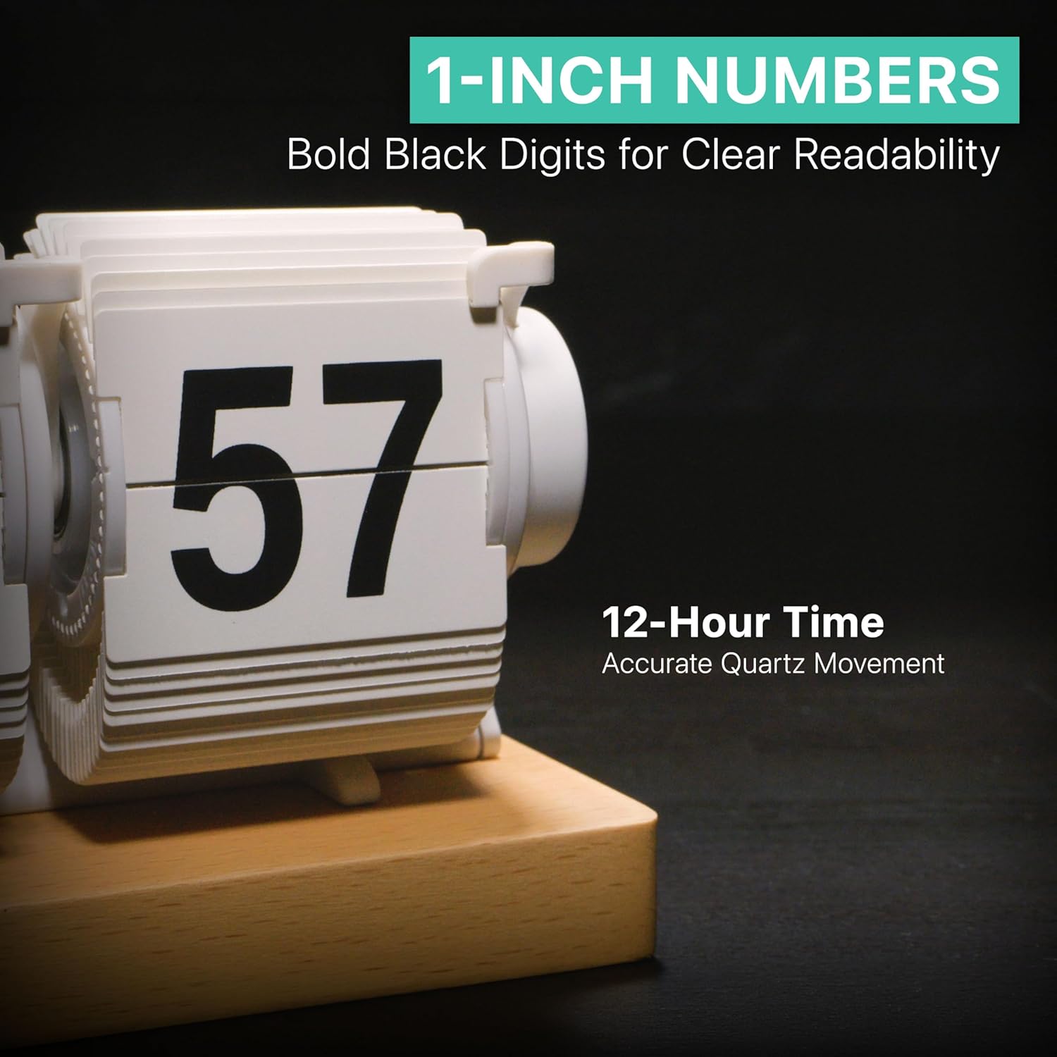 La Crosse Technology 536-526W Rollins Mechanical White Flip Analog Quartz Tabletop Clock