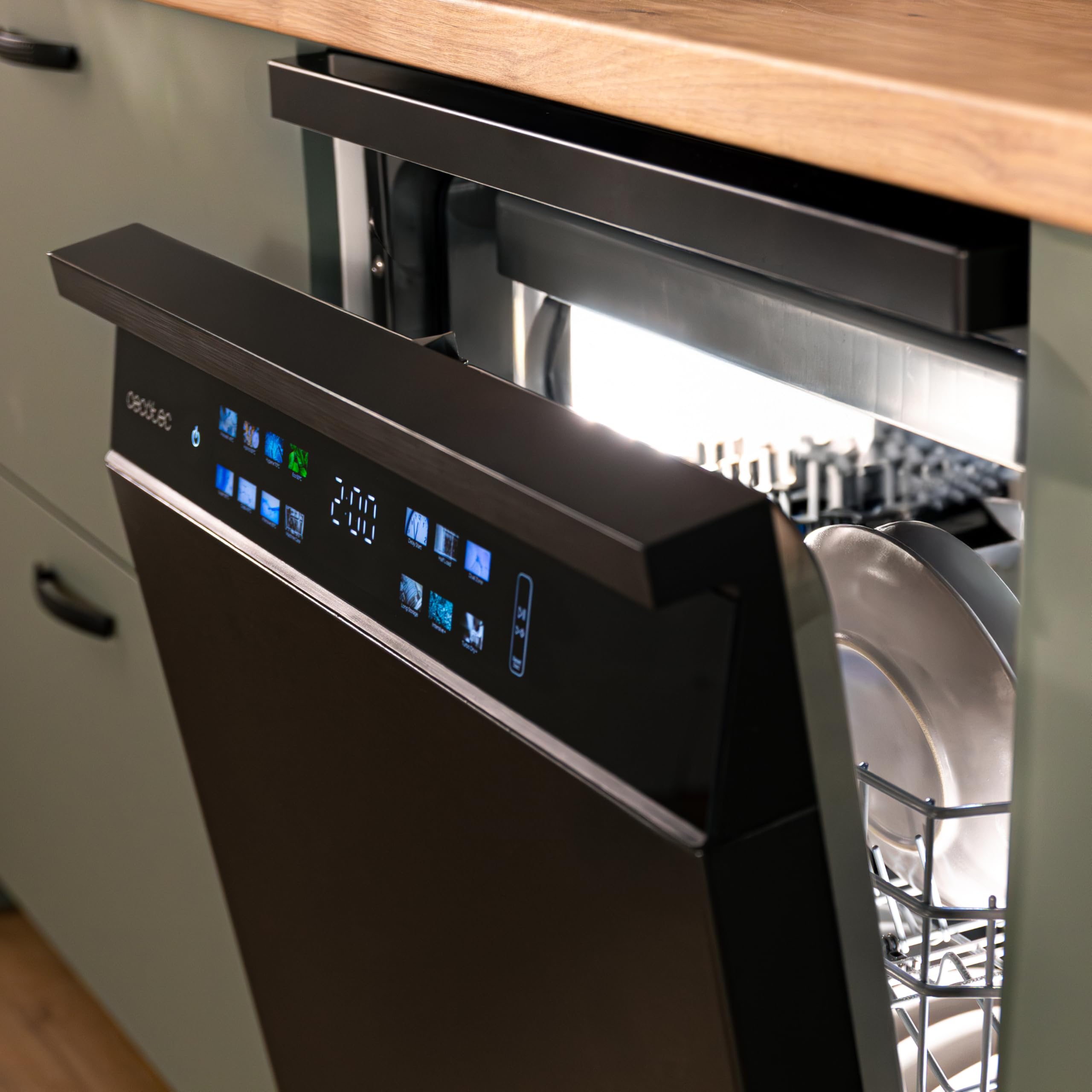 Cecotec Lave-vaisselle 60cm Bolero Aguazero 6700 Dark B, 15 couverts, Classe B, Moteur Inverter Plus