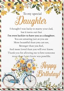Birthday Card for Bonus Daughter, Happy Birthday Wishes for StepDaughter Greeting Card with Envelope and Seal, Happy Birthday Gift for Bonus Daughter Card