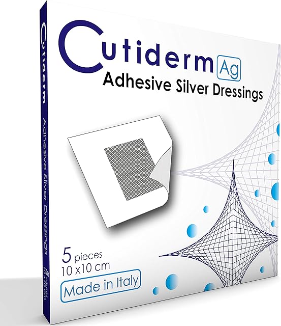 Pack of 5 Cutiderm AG Adhesive Silver Wound Dressings 10cm x 10cm