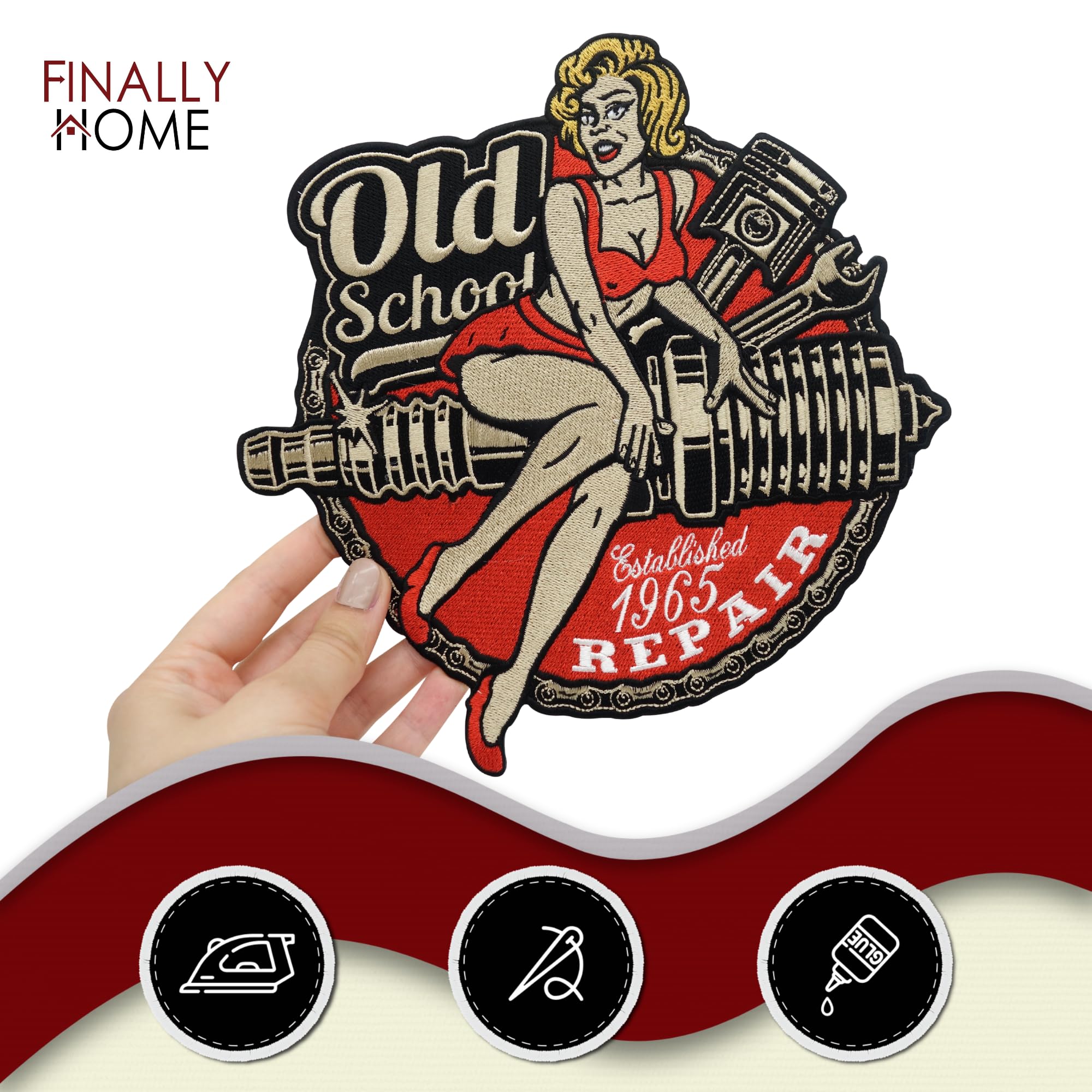 Parche Bordado Old School Para Motorista - Tema Beso Y Moto, Estilo Harley, Para Planchar O Coser