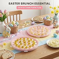 Vista 3 de HANSGO Recipientes para Huevos Rellenos con Tapa, Bandeja Portadora para Huevos Rellenos con 22 Ranuras para Fiestas y Cocina del Hogar, Rosa
