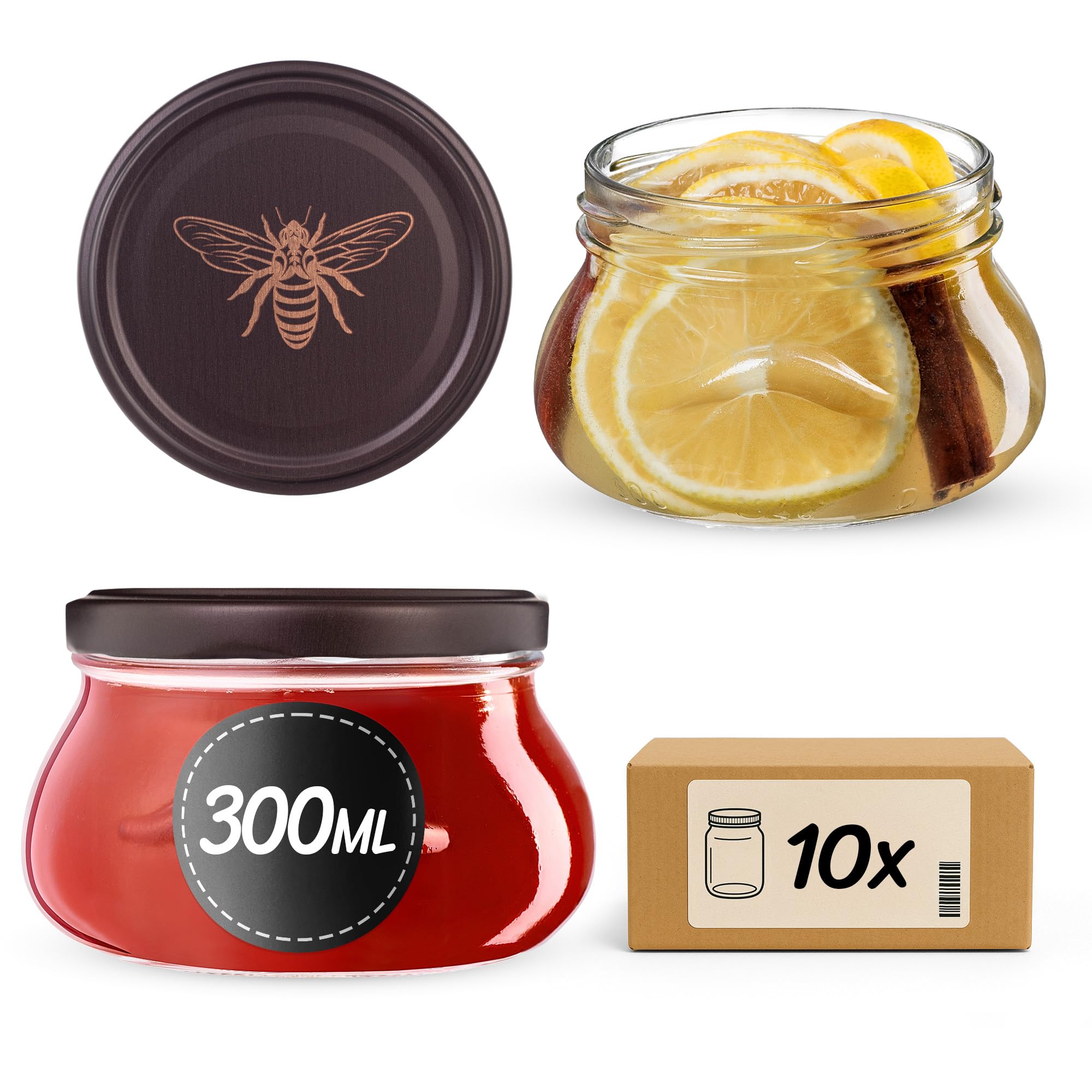 KADAX Jampotten, 350 Ml, Diameter 82 Mm, Inmaakpotten Met Schroefdeksel Honingpotten Voorraadpotten Voor Paddenstoelen Jam Honing 10 Stuks Groen Geruit 2306801022