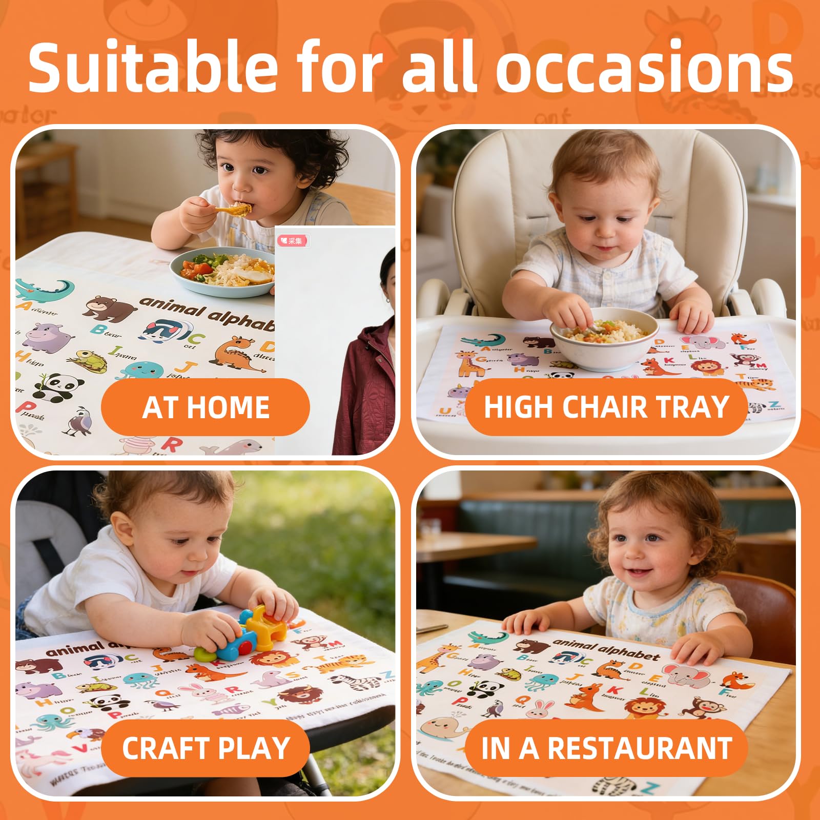 Lot de 60 sets de table jetables pour bébé