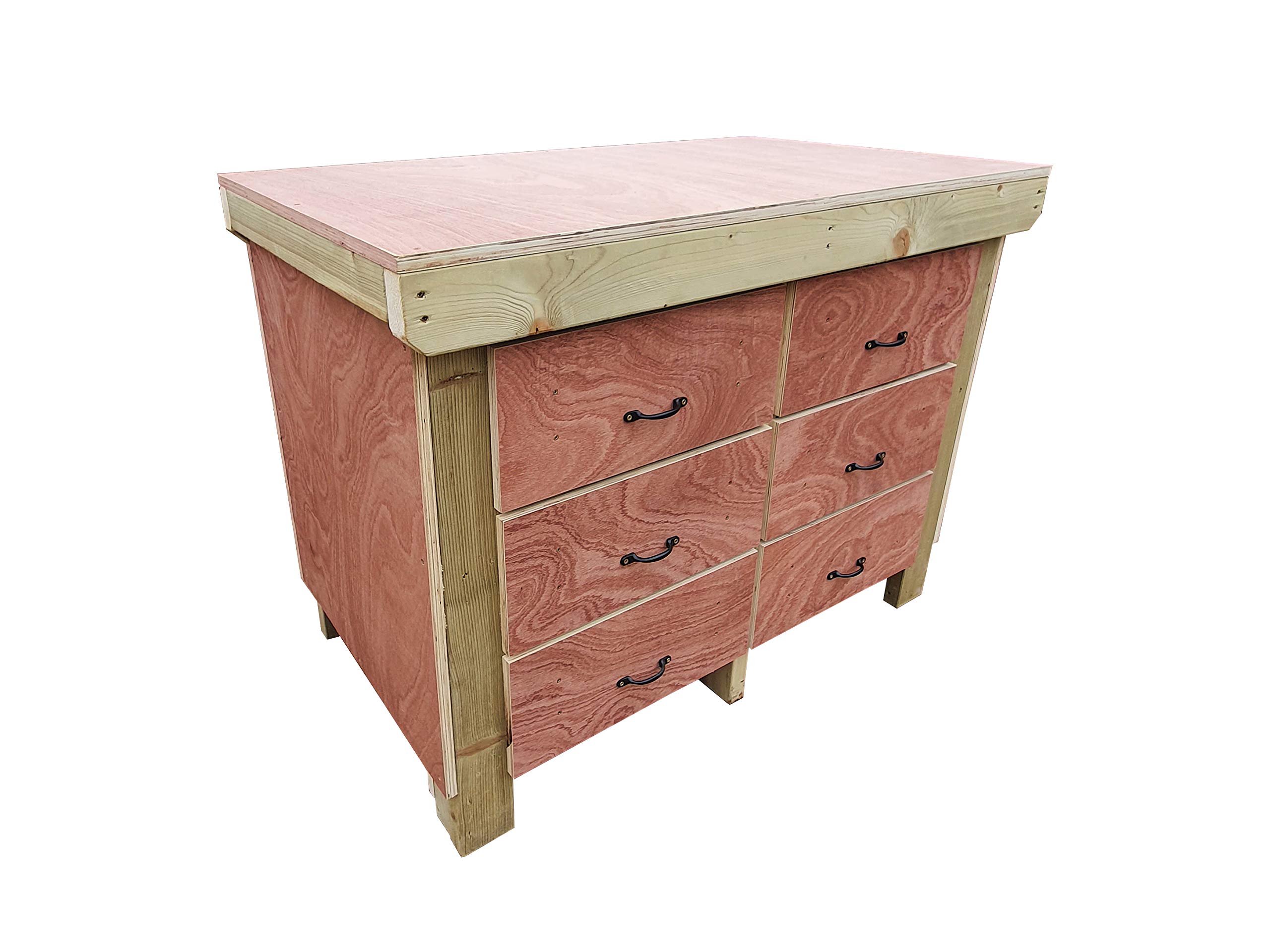 Arbor Garden Solutions Natural Wooden Workbench Tool Cabinet - 18Mm Eucalyptus Hardwood Top - Industrial Heavy-Duty Work Table (6Ft)