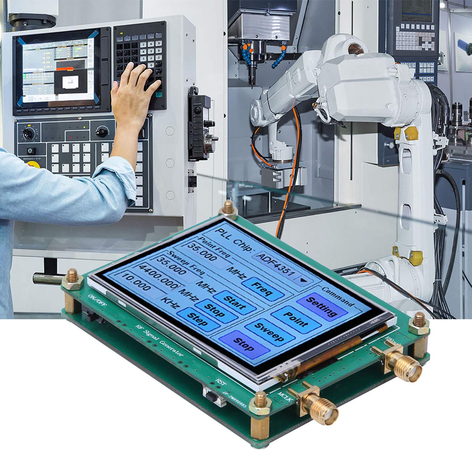 Walfront Generador de Señal de Barrido RF con Pantalla Táctil Completa, Generador de Señal RF, de Frecuencia con Control de PC, Salida Hembra SMA (ADF4351)