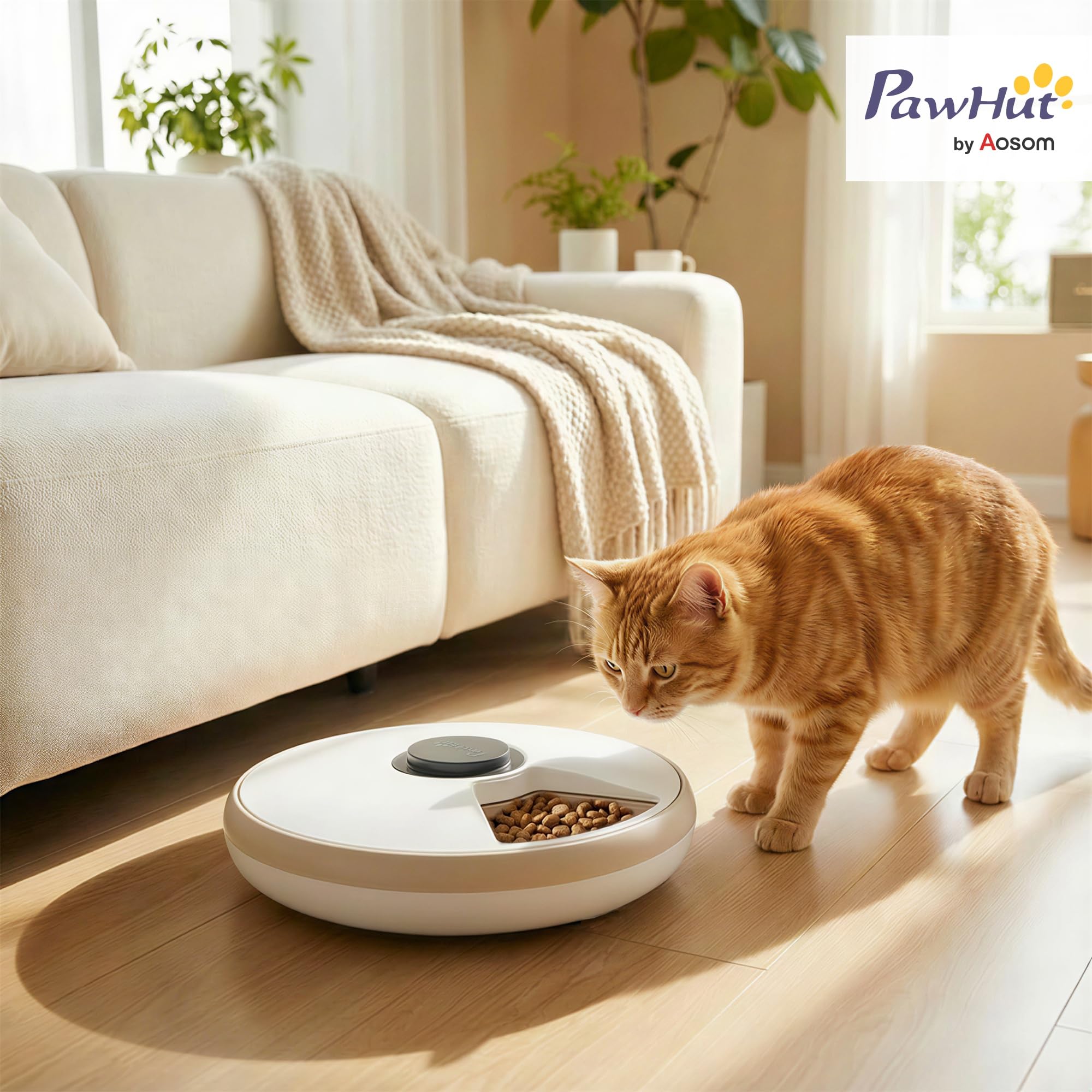 PawHut Distributeur de Nourriture pour Animaux de Compagnie Distributeur Automatique de Nourriture gamelle d'alimentation 6 portions sans Fil à minuterie avec 1 Sac réfrigérant écran LED Blanc
