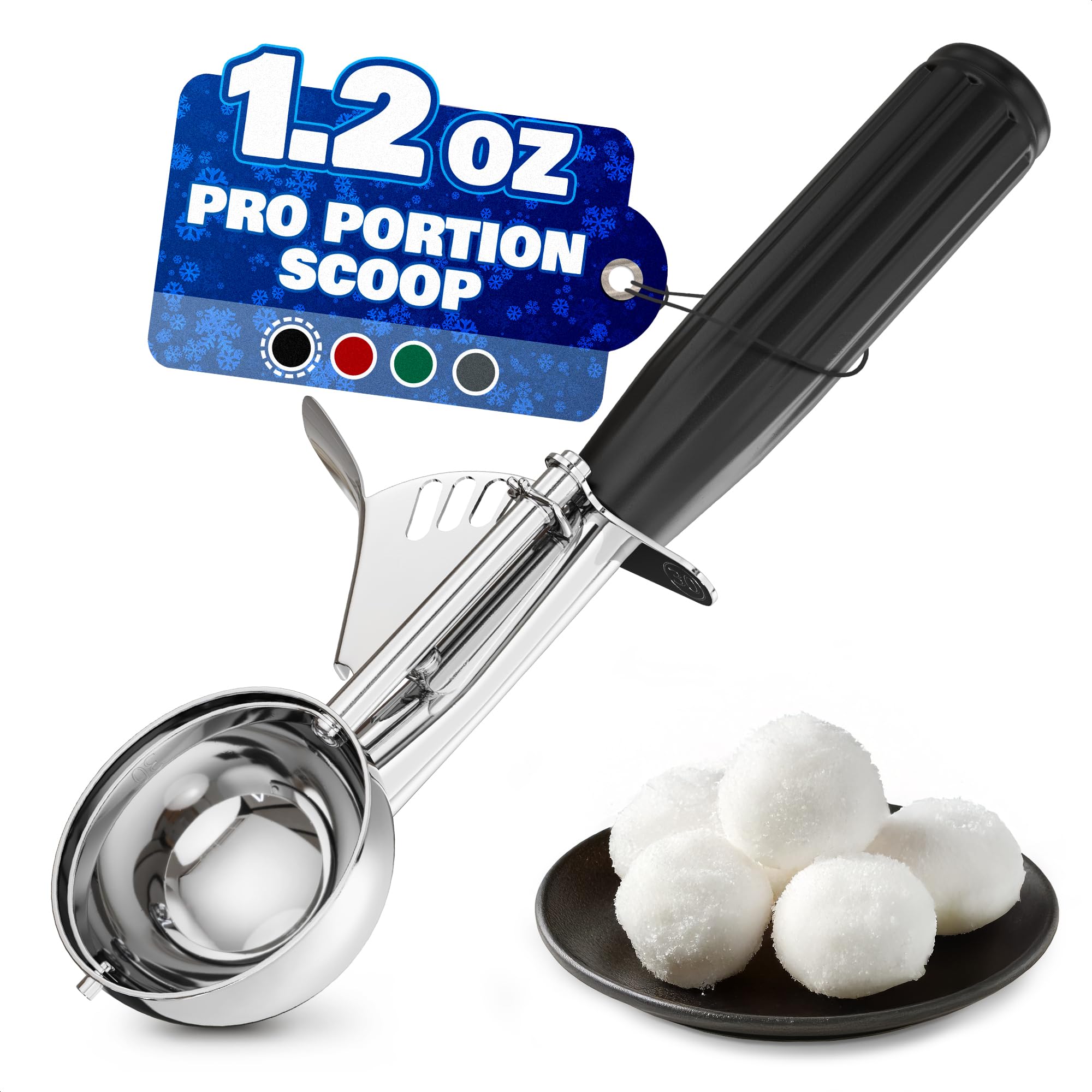 1 Oz Ice Cream Scoop with Trigger #30 - Versatile 1 Oz Scoop for Gelato, Cookie Dough Baking, Sorbet & Meatballs - Rust-Resistant Stainless Steel, Easy to Clean in Dishwasher, Non-Slip Handle