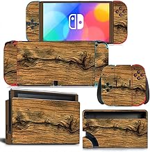 Switch OLED Skin Sticker Wood Grain Pattern Full Wrap Skin Protective Film Sticker Compatible with Switch OLED, Vinyl Decal Skins for Switch OLED Console & Controller & Dock & Grip,4
