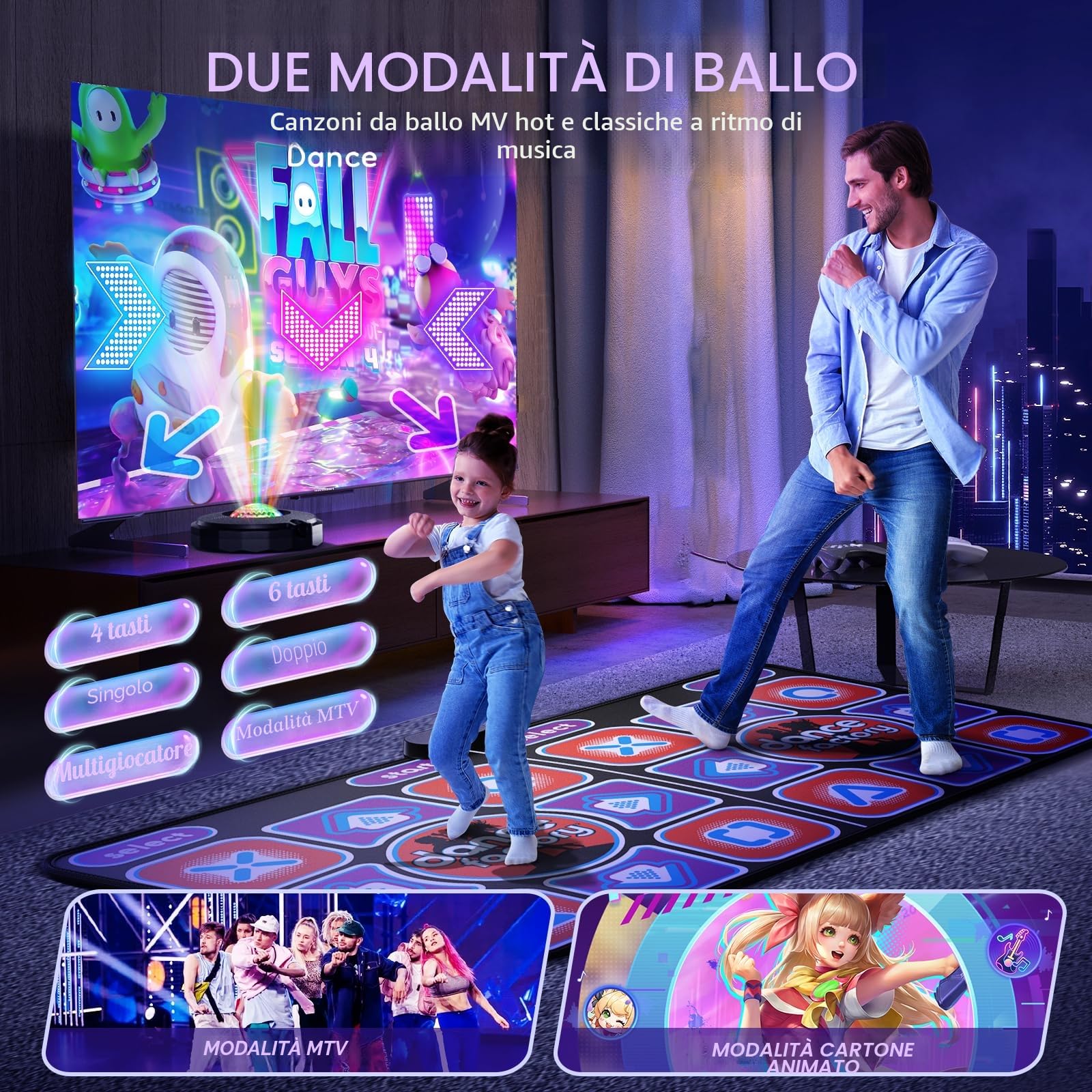 Tappetino da ballo per bambini e adulti, tappetino da ballo interattivo per TV con fotocamera, modelli migliorati, doppio tappeto da ballo musicale resistente e antiscivolo, 166 x 93 cm