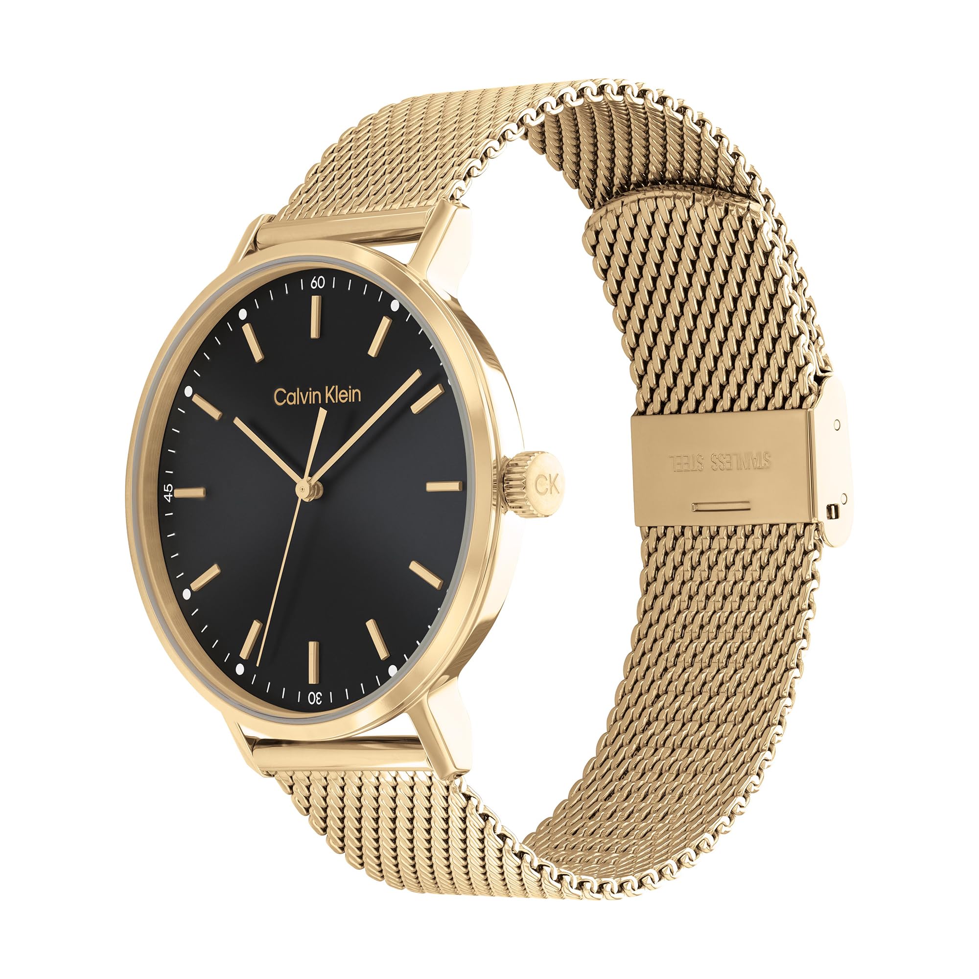 Calvin Klein Orologio Analogico al Quarzo per Uomo Collezione Modern Mesh con Cinturino in Pelle o Acciaio Inossidabile in Maglia o Maglie