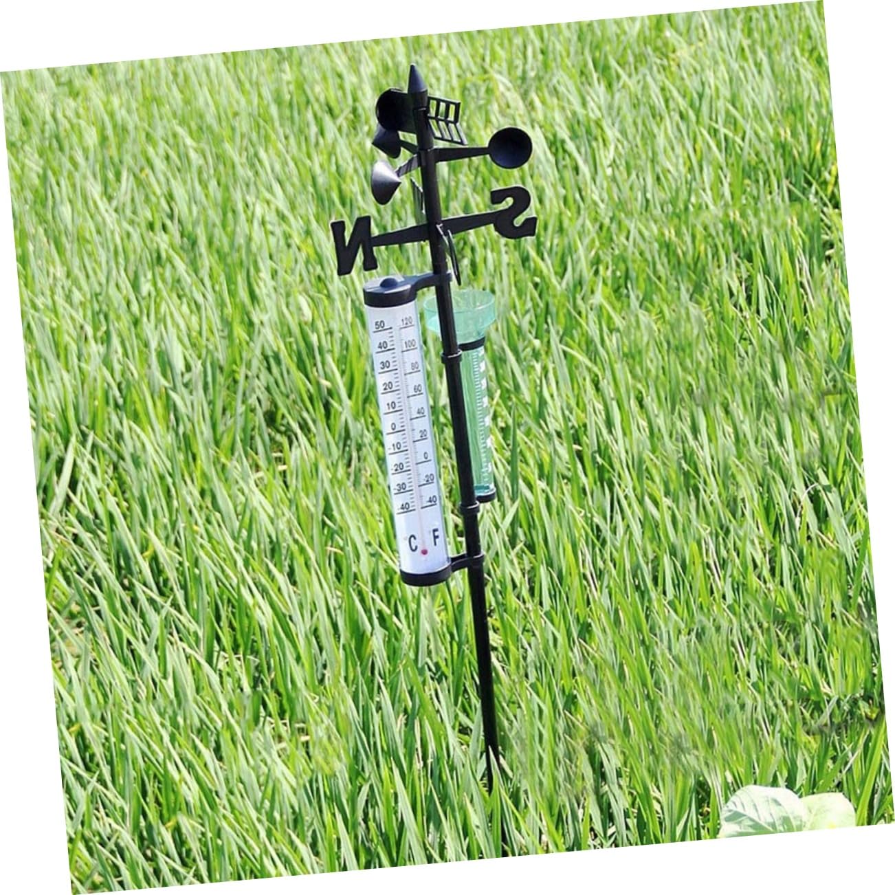 2 Stück Outdoor Messgeräte Thermometer Regenmesser aus Kunststoff