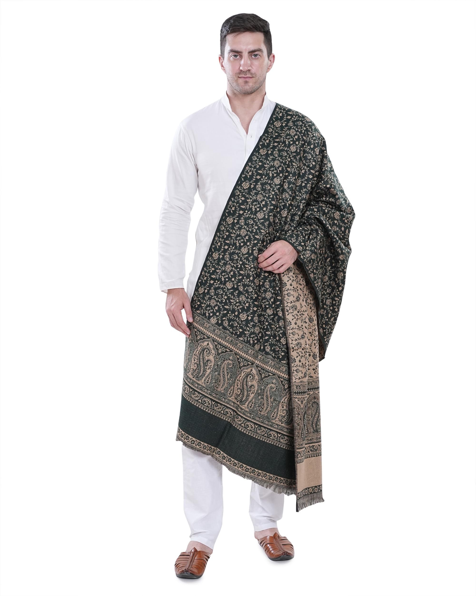 Men’s Kashmiri Wool Shawl – Jamawar Floral Design | Luxury Ethnic & Wedding Shawl for Winter-image-49