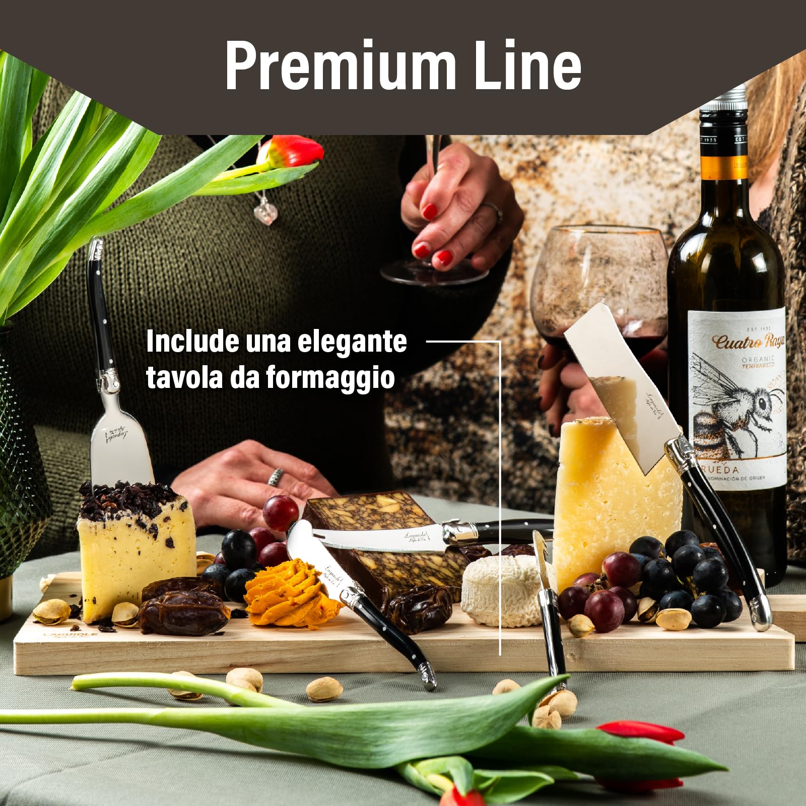 Laguiole Style de Vie Set di coltelli da formaggio, Premium Line, 8 pezzi, con bordo