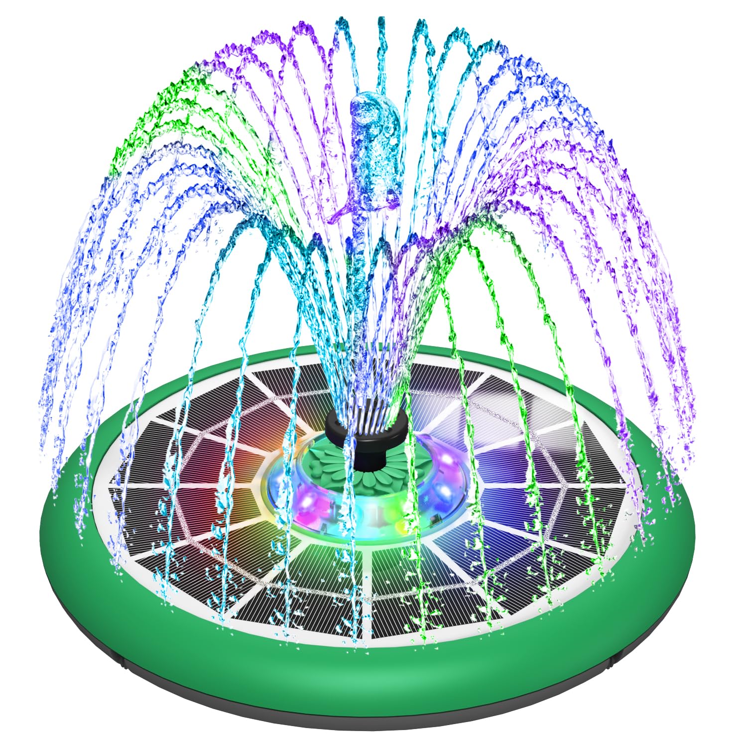 SZMP Fuente Solar con Panel Solar 5W,2024 Nuevo Bomba de Agua Solar,4000mAh Baterías,LED Fuente Jardin Exterior con 8 Boquillas,para Estanque de Jardín Fuente,Baño para Pájaros,Patio y Decoración