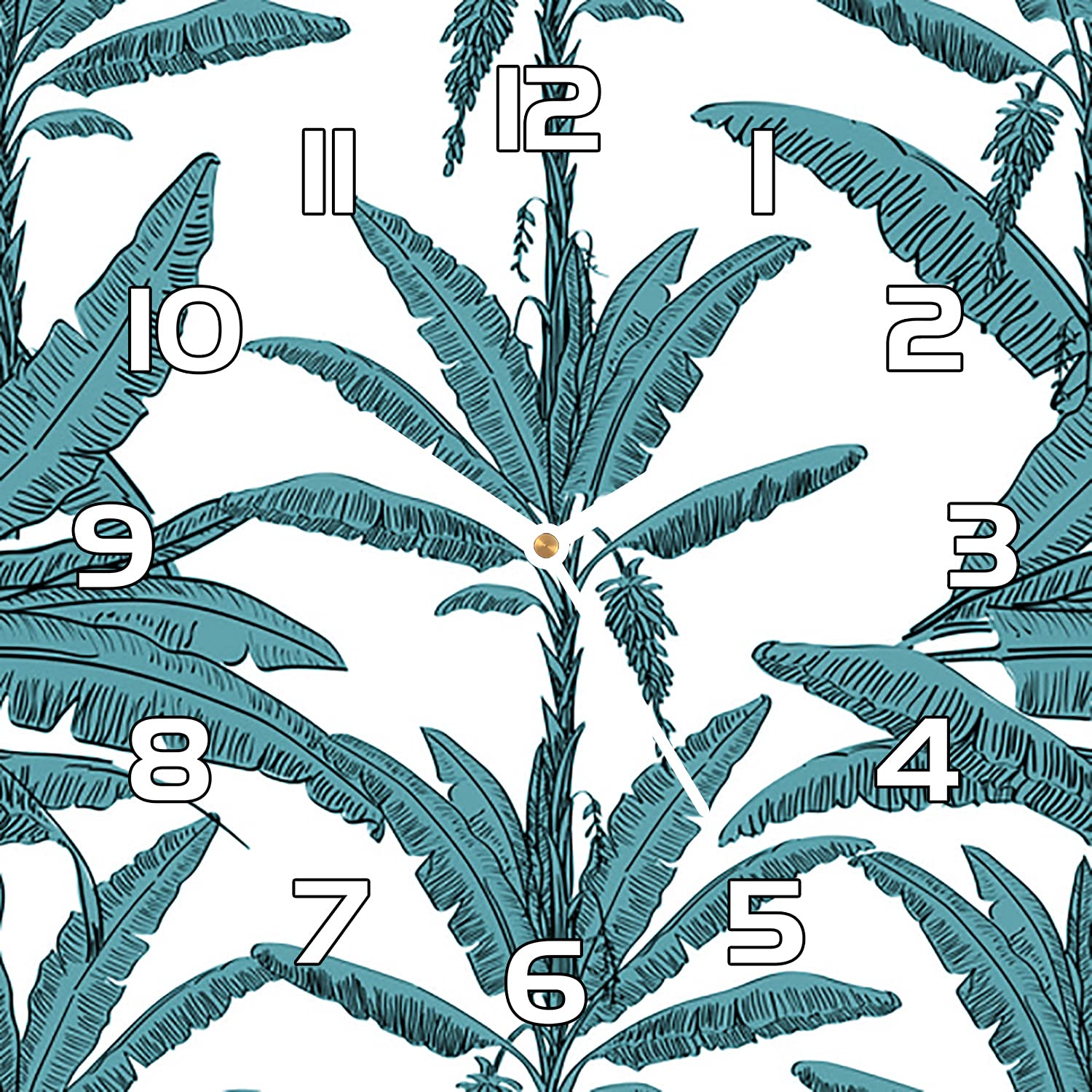 Horloge en verre lisible et silencieuse 30x30 cm déco murale palmier