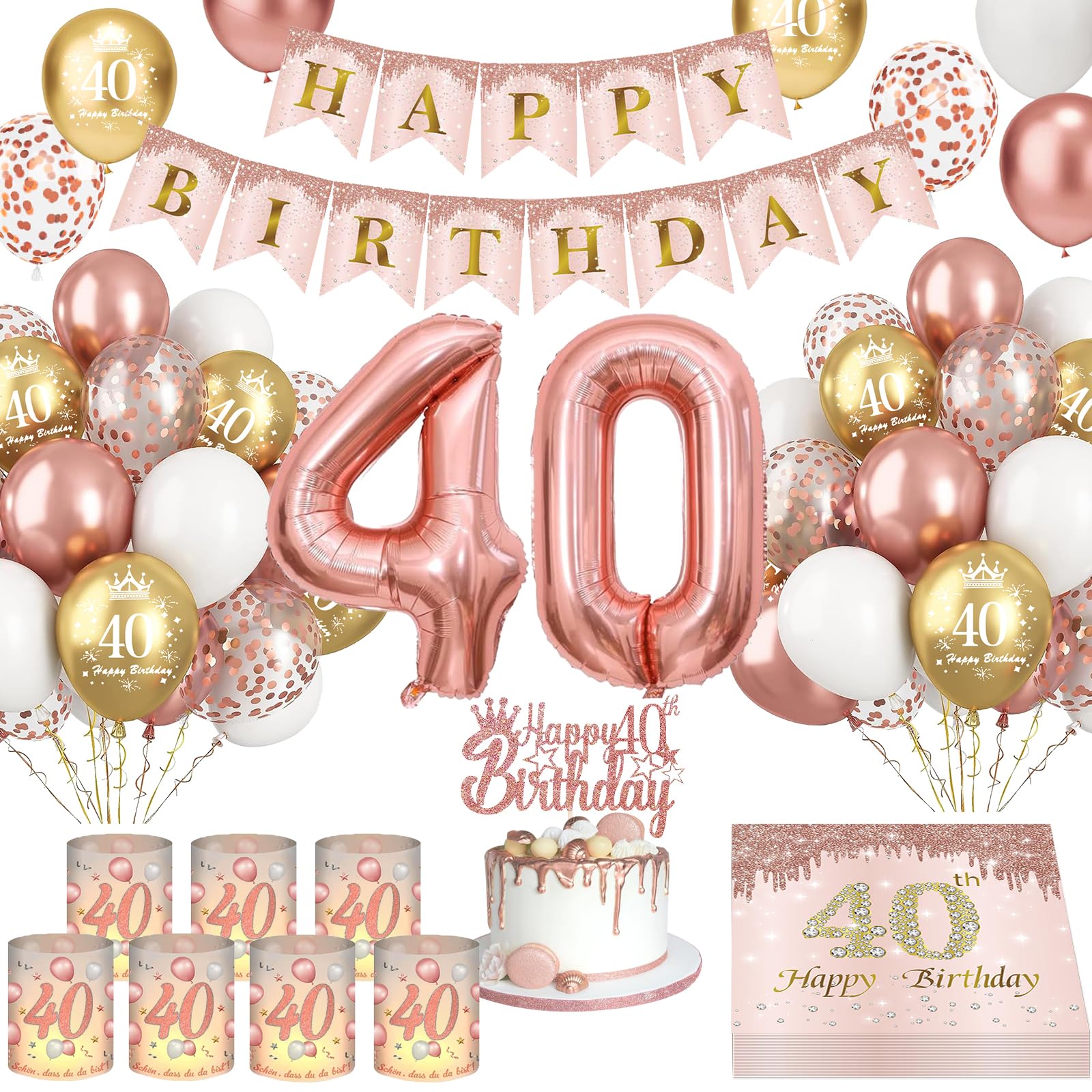Ballons Deko Geburtstag Mädchen Luftballons Geburtstagsdeko Rosegold Windlicht Tischdeko