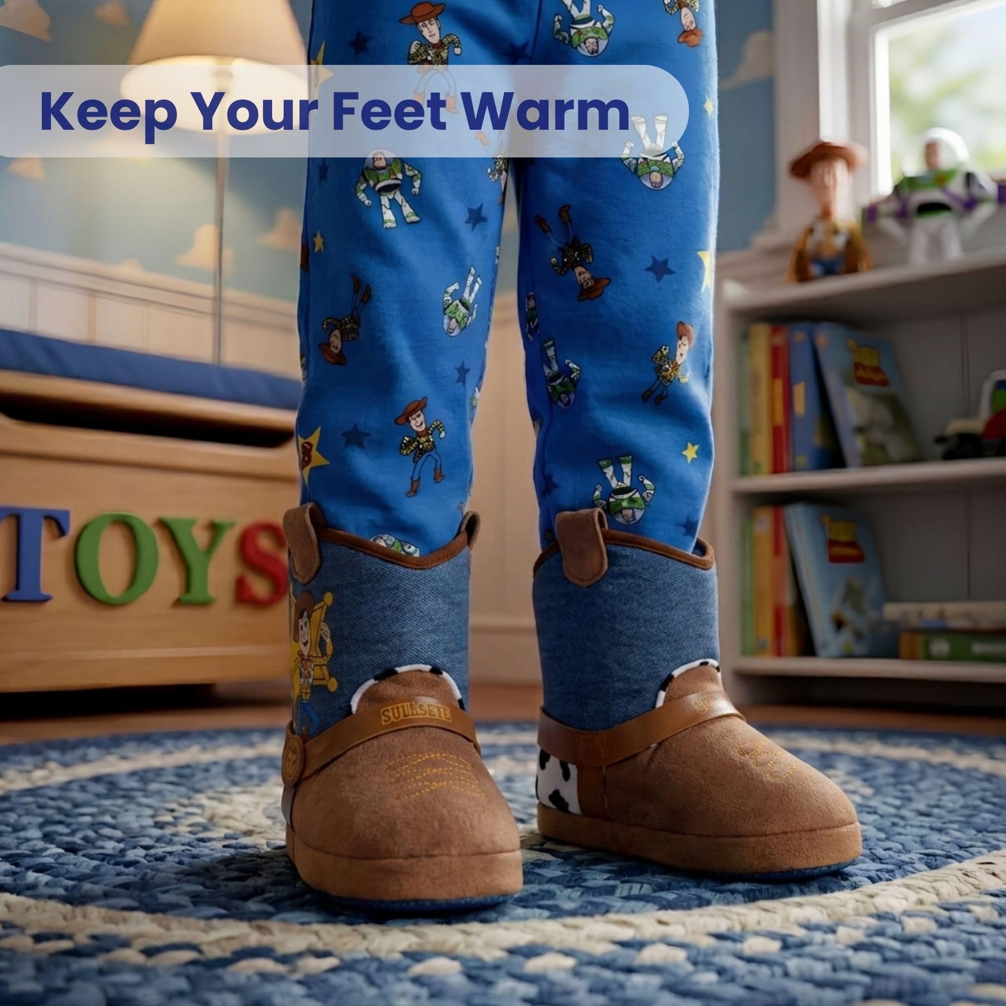 Disney Toy Story Woody Cowboy PJ House Chaussons d'intérieur pour garçon Shérif Bleu clair (11-12 enfants), bleu foncé, 26/28 EU
